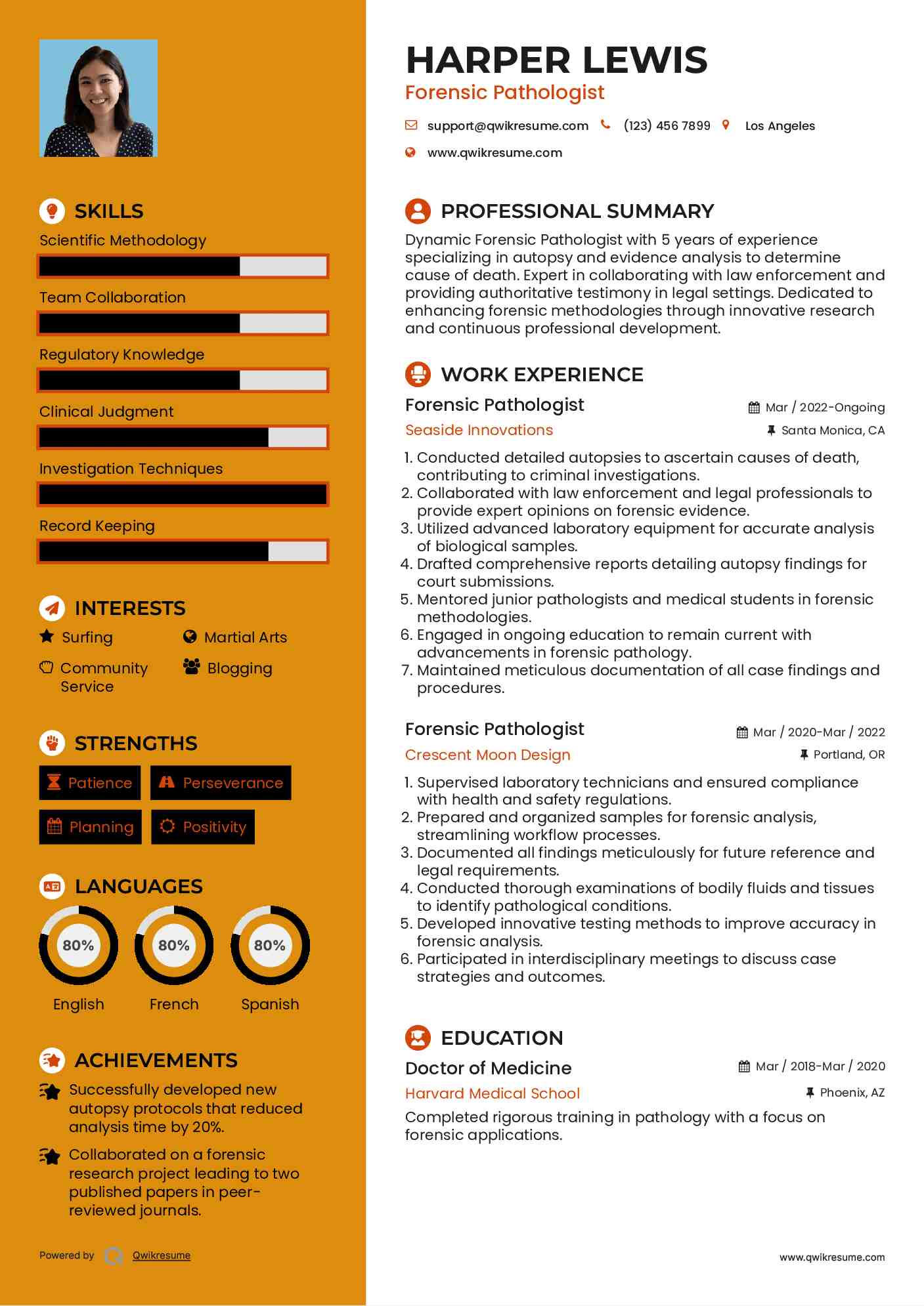 Forensic Pathologist Resume Format
