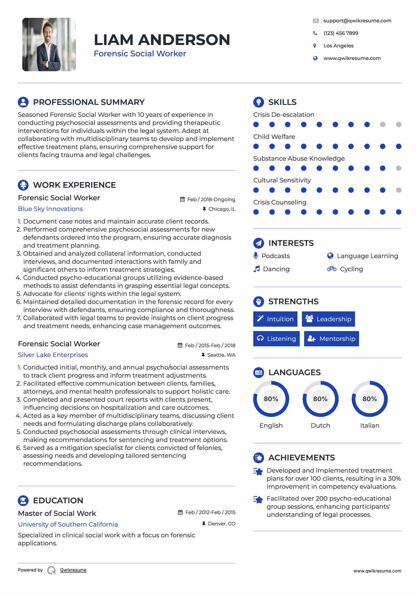 Forensic Social Worker Resume Sample