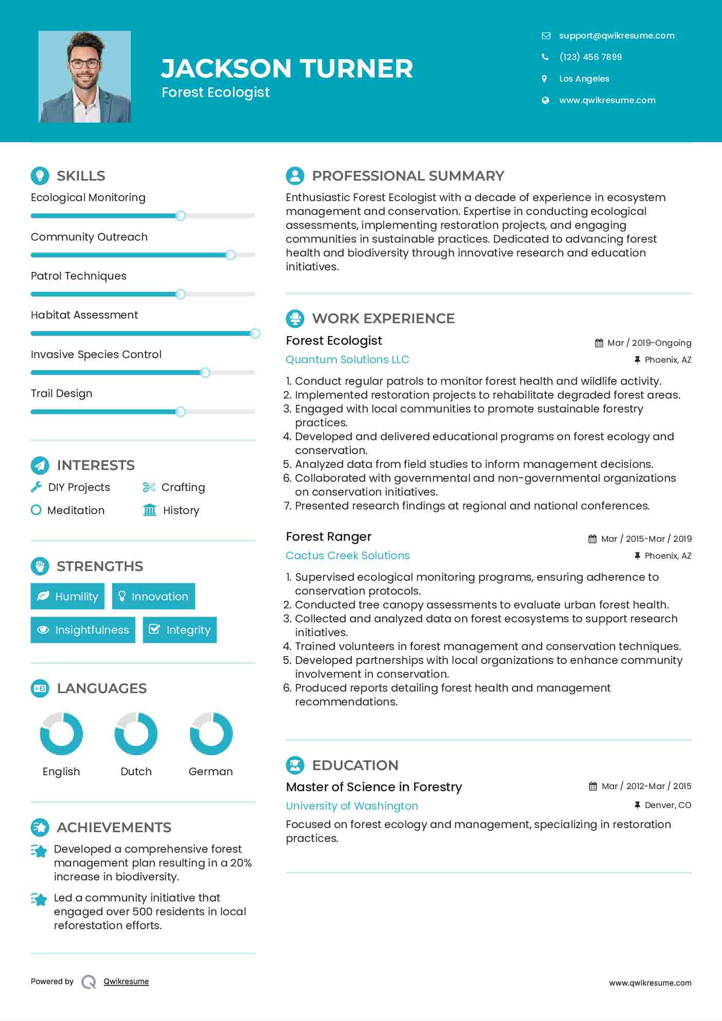 Forest Ecologist Resume Template