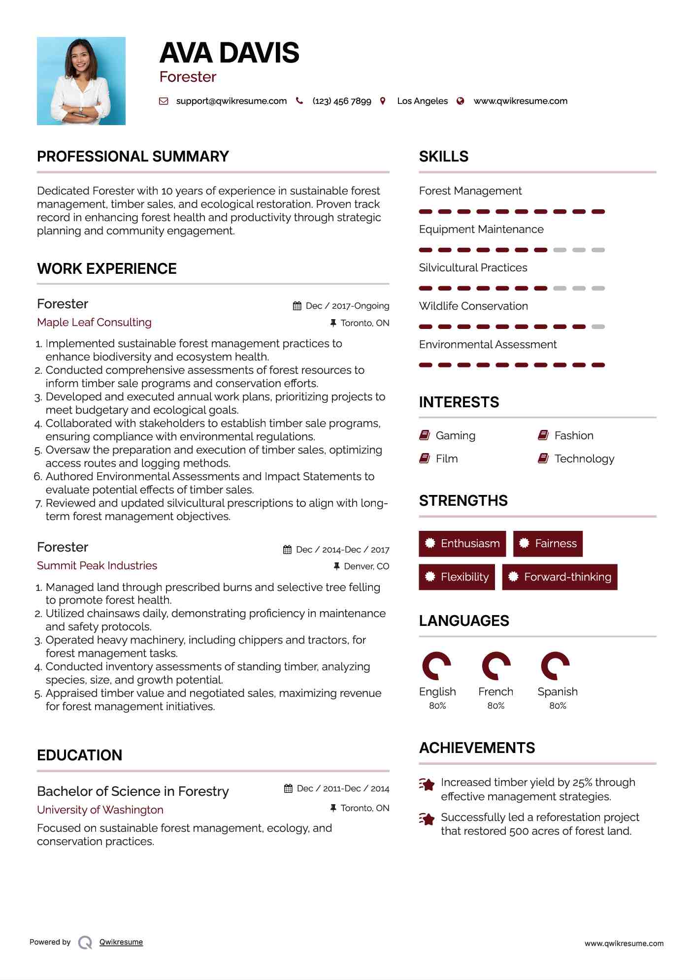 Forester Resume Template