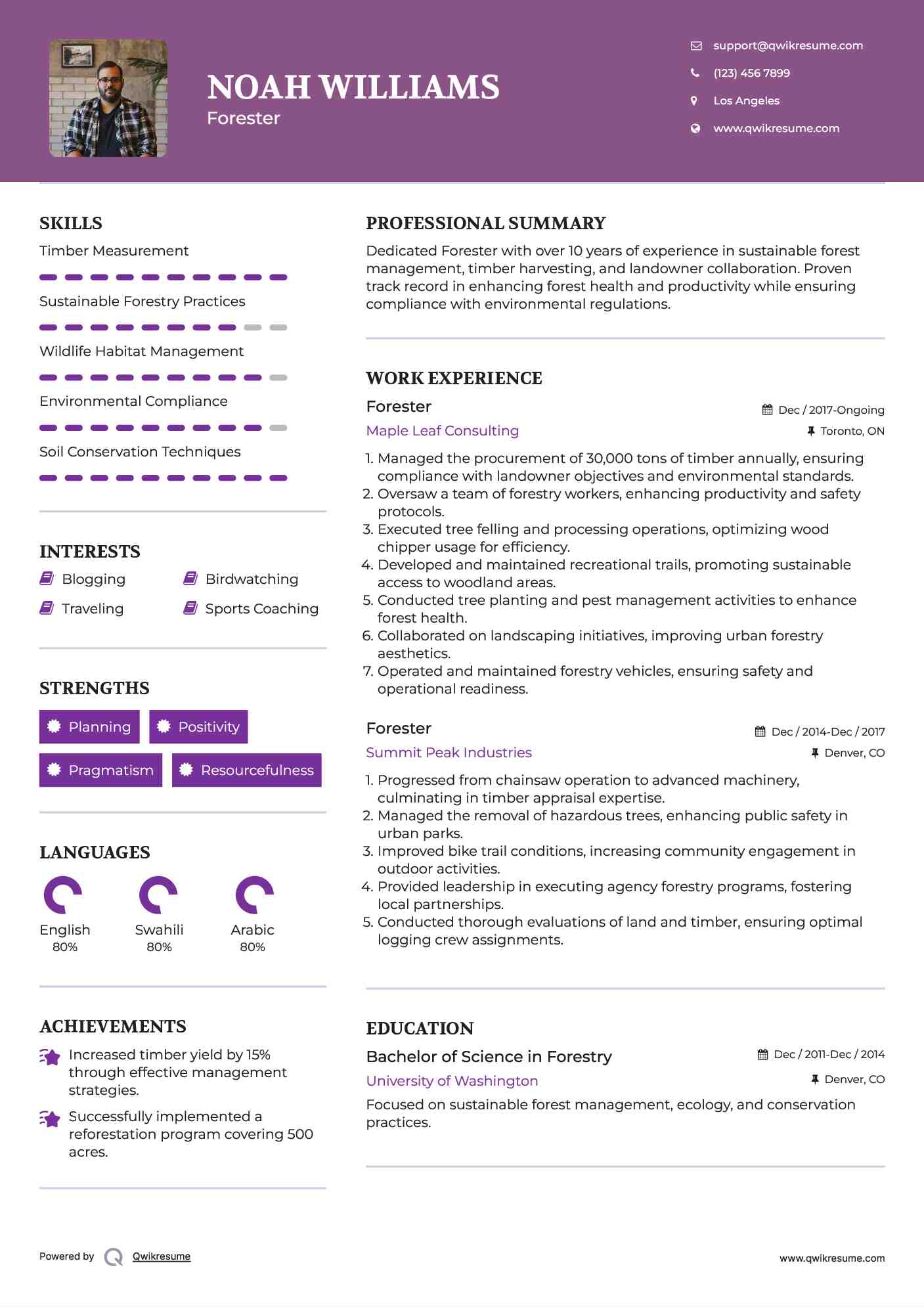 Forester Resume Template