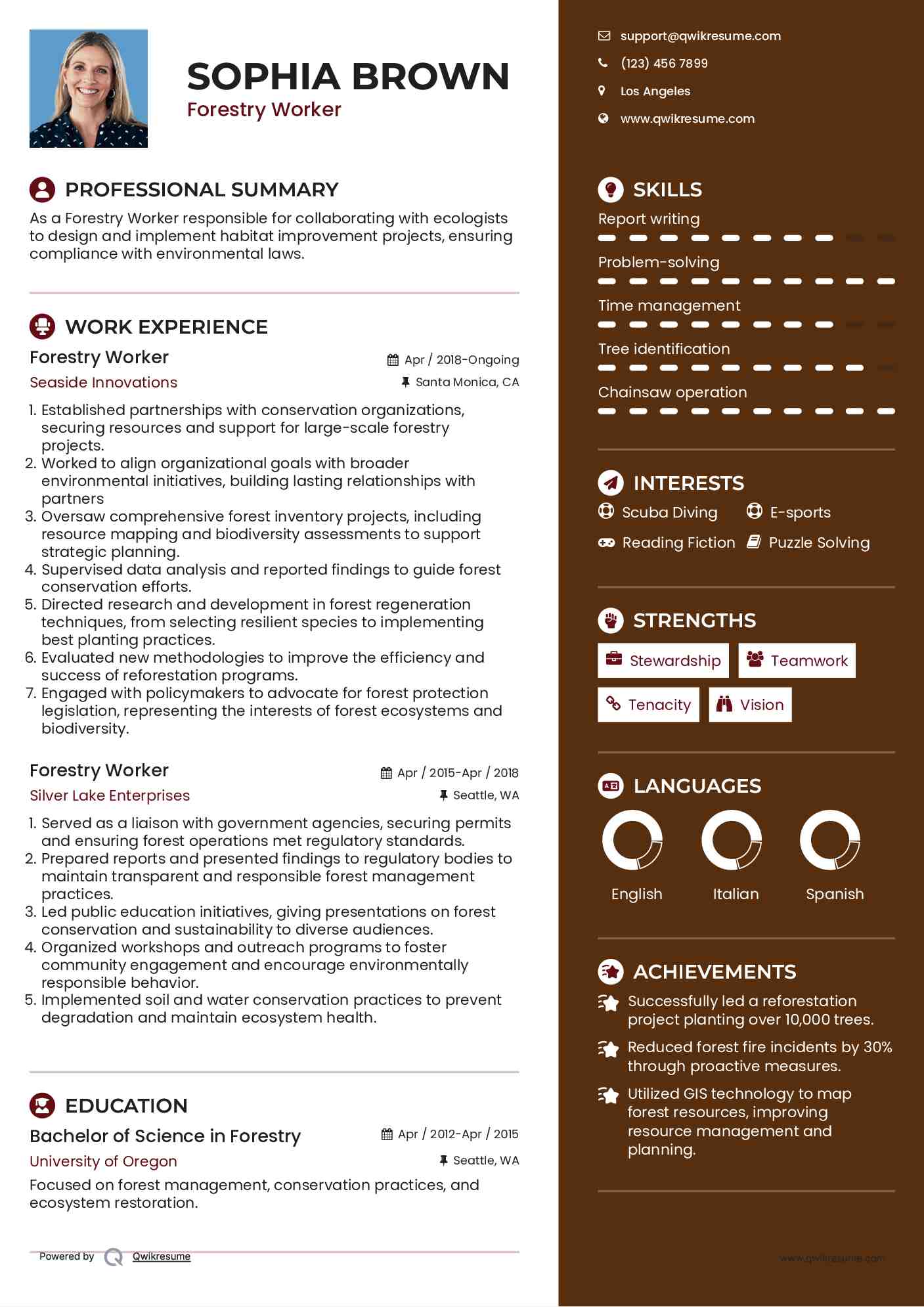 Forestry Worker Resume Model