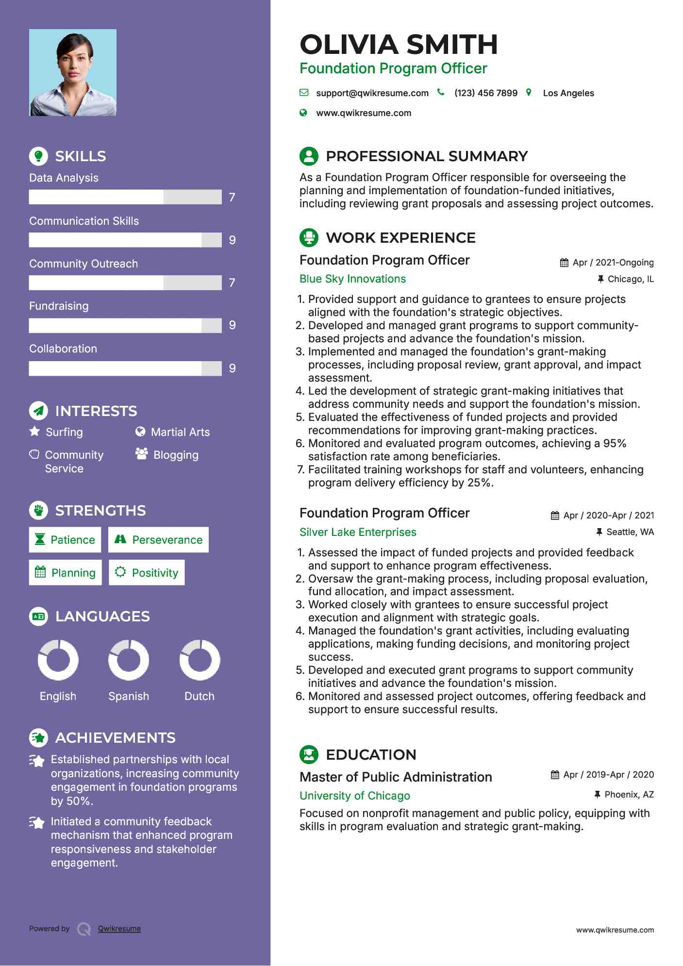 Foundation Program Officer Resume Template