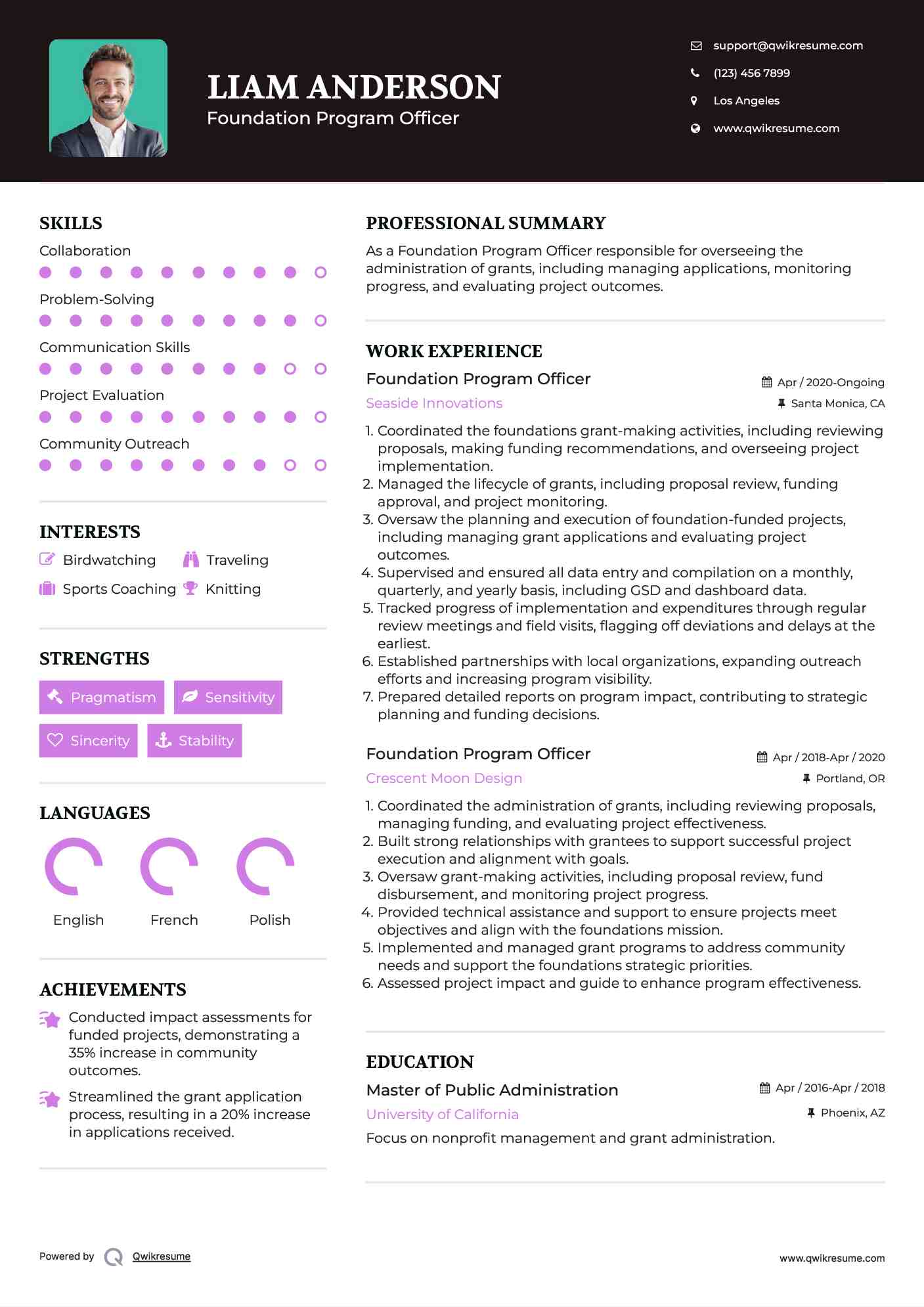 Foundation Program Officer Resume Format