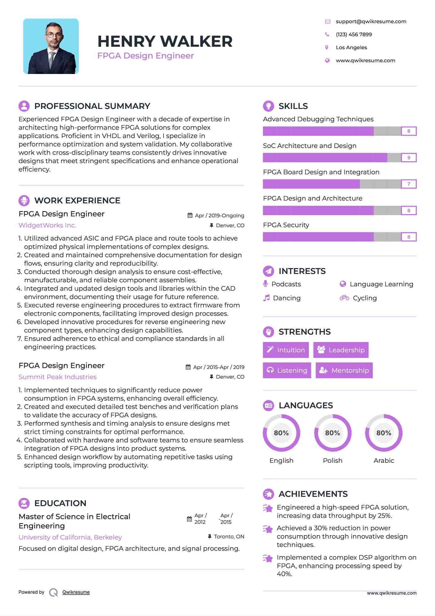 FPGA Design Engineer Resume Template