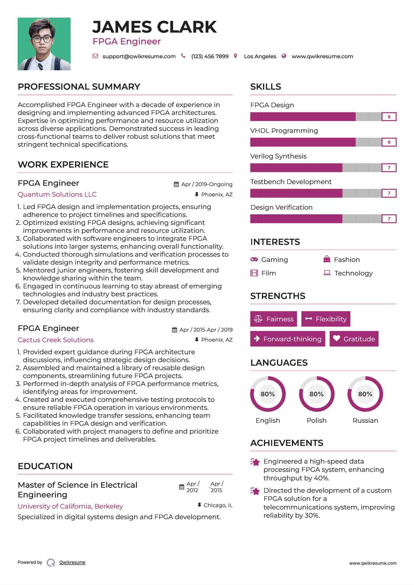 FPGA Engineer Resume Format