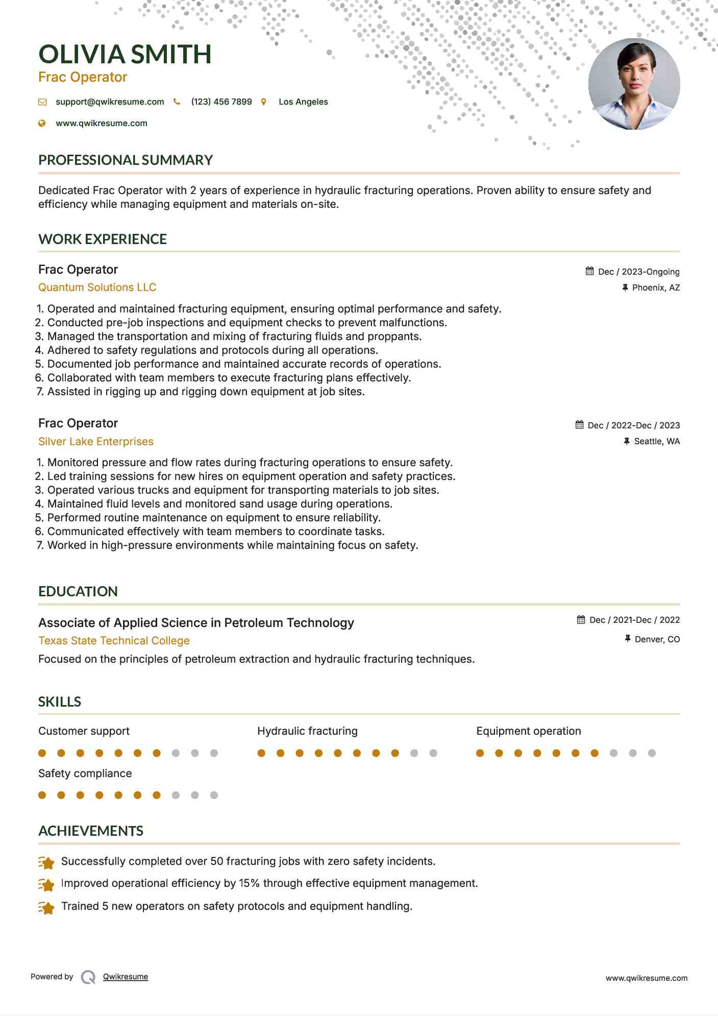Frac Operator Resume Model