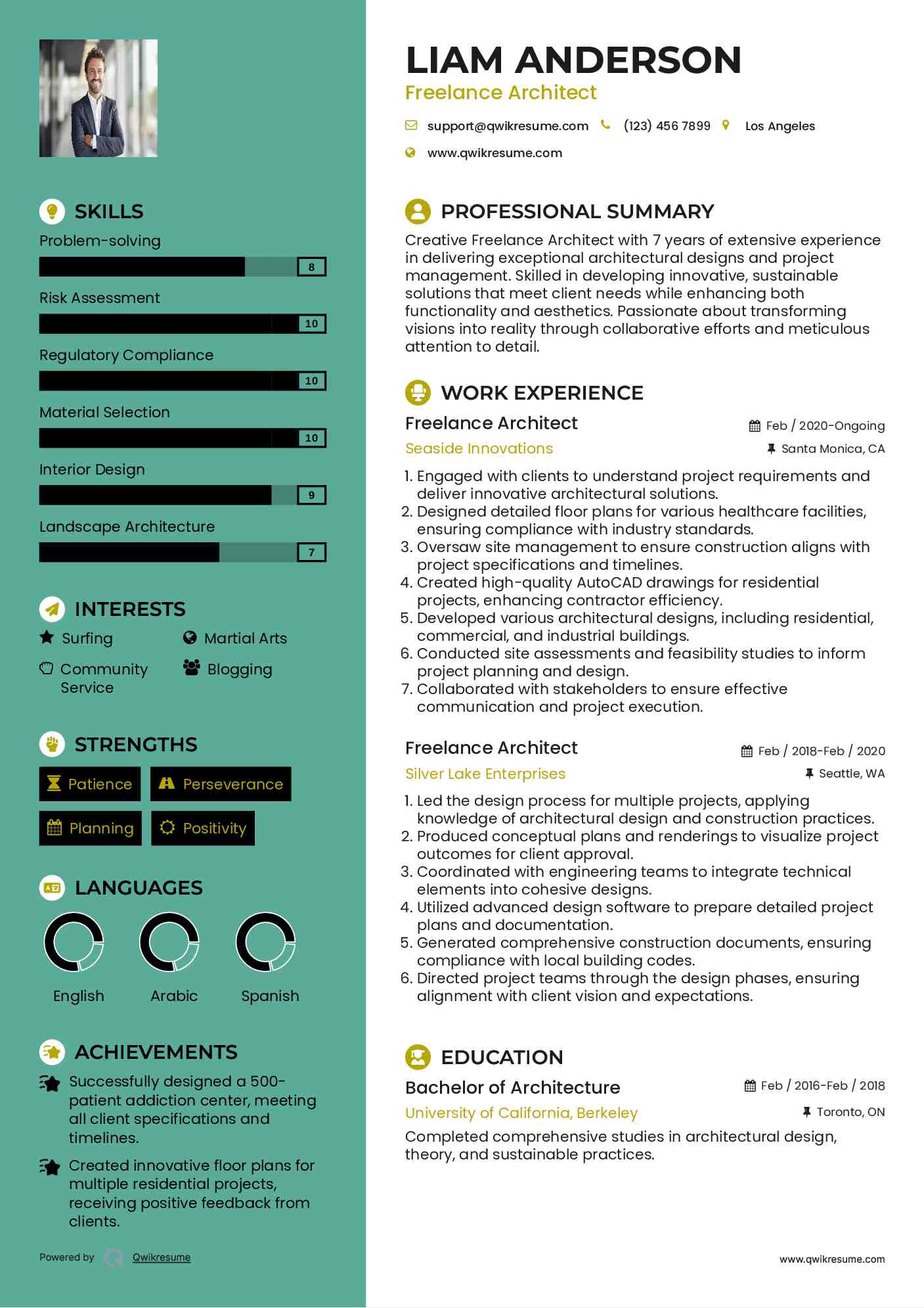 Freelance Architect Resume Example