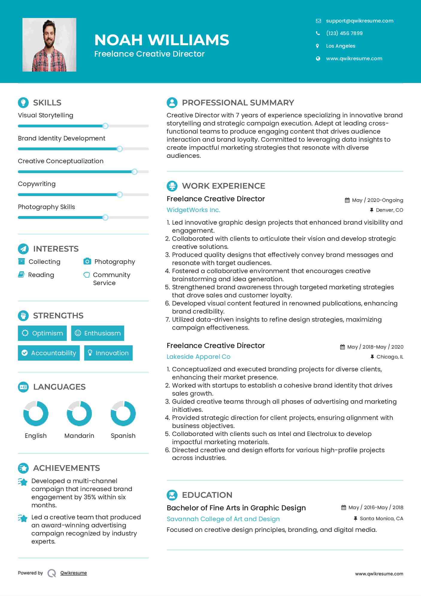 Freelance Creative Director Resume Format