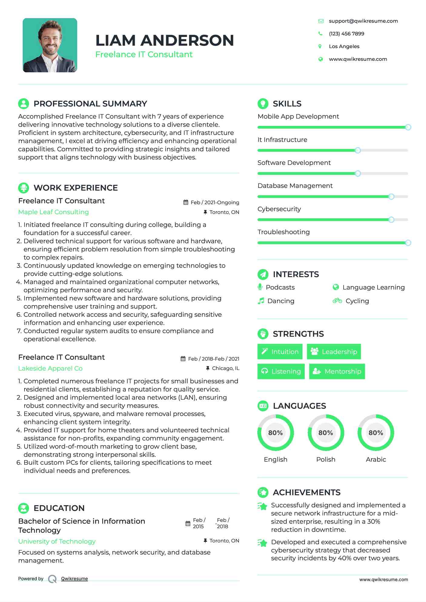 Freelance IT Consultant Resume Format