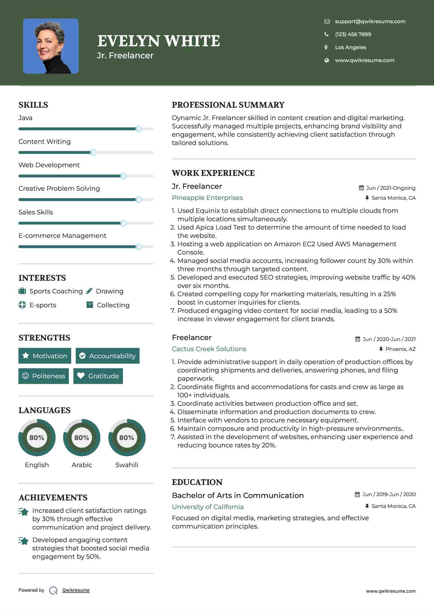 Jr. Freelancer Resume Format