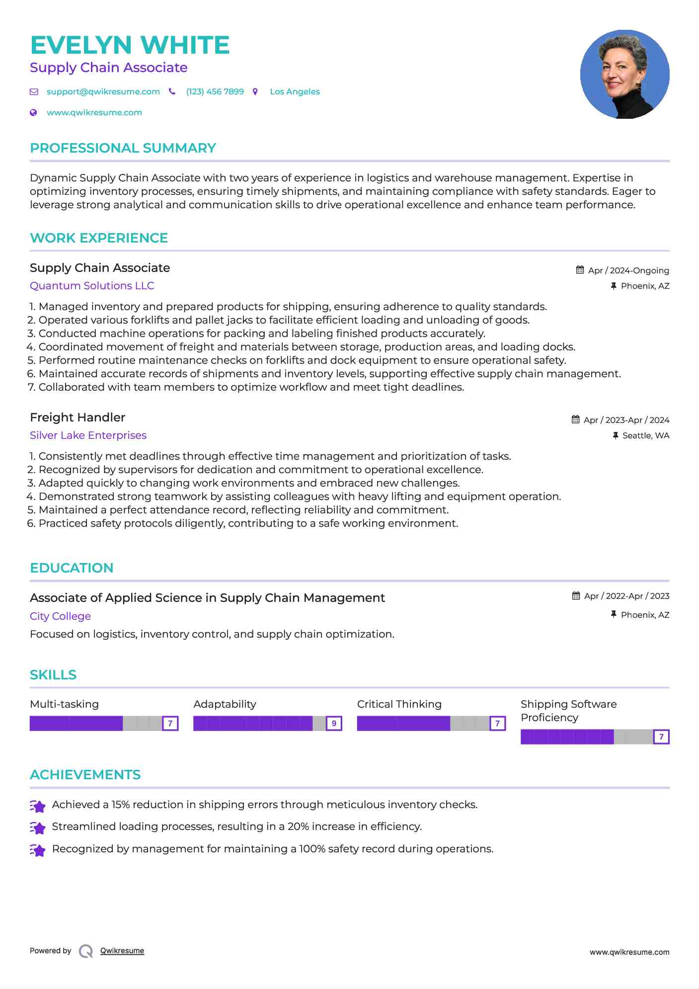 Supply Chain Associate Resume Format