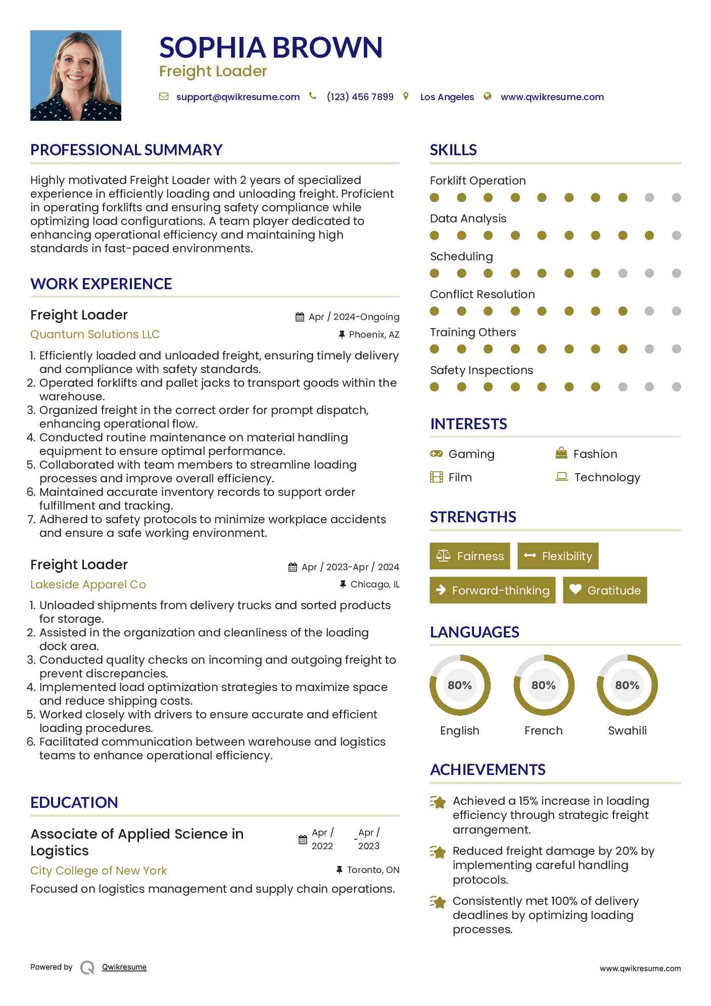 Freight Loader Resume Template