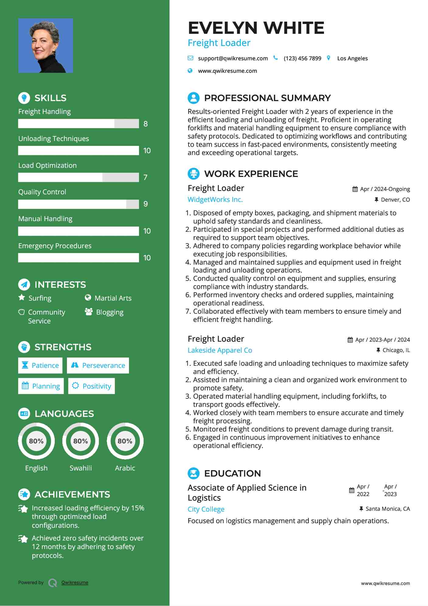 Freight Loader Resume Template
