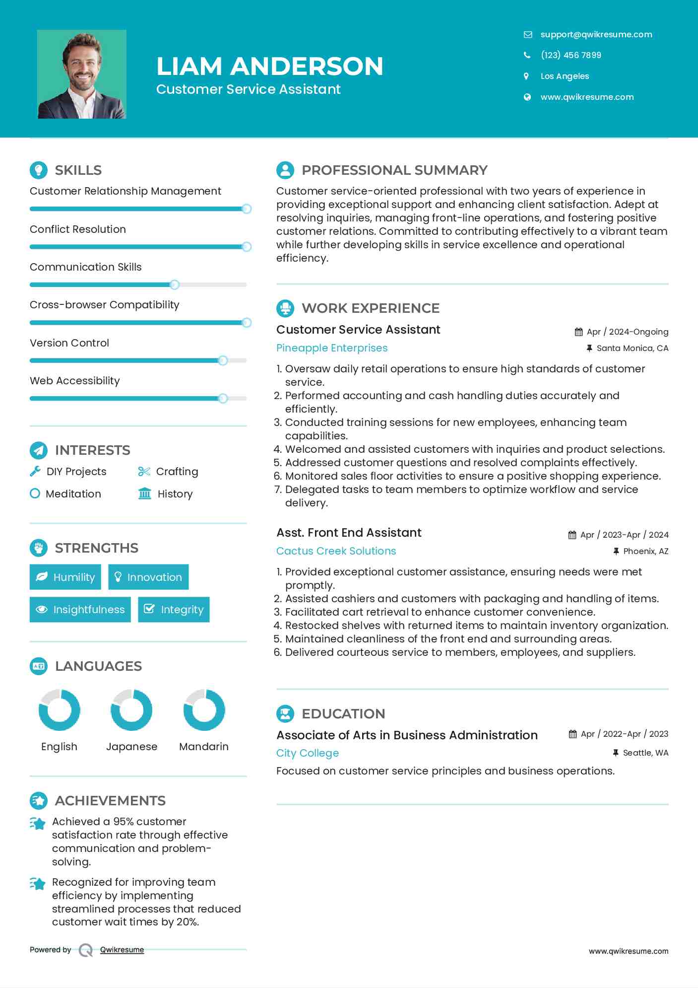 Customer Service Assistant Resume Model