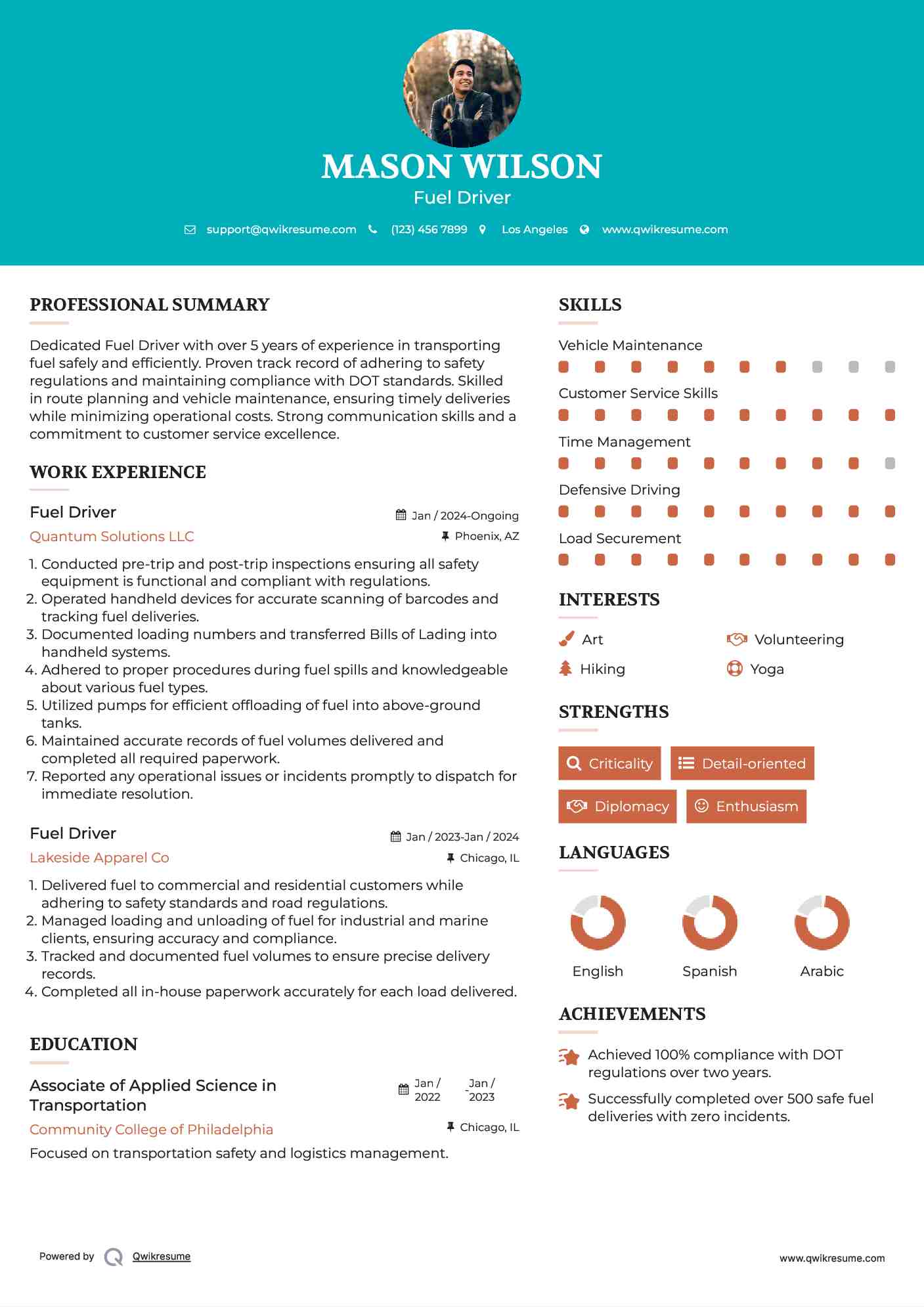 Fuel Driver Resume Format
