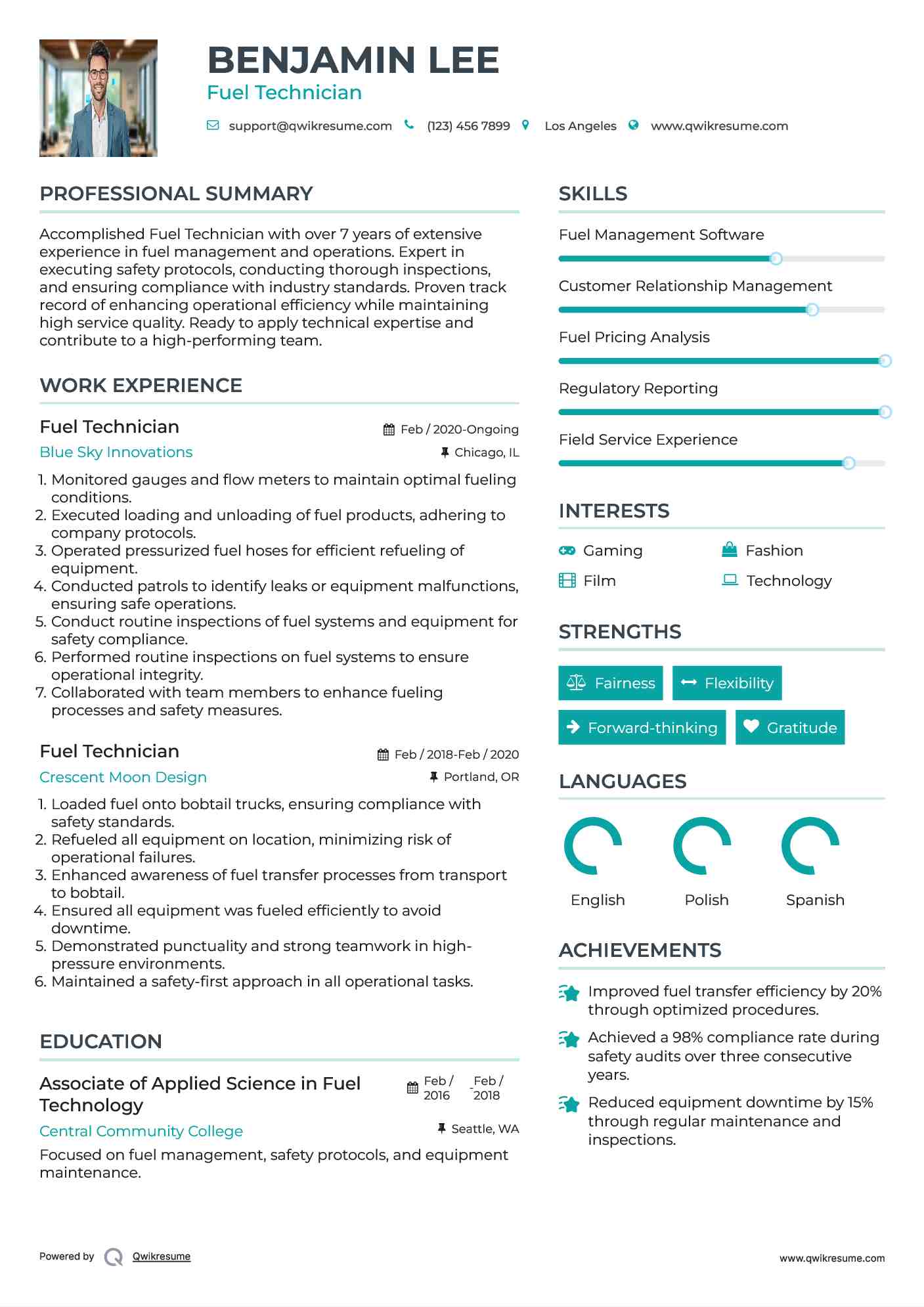 Fuel Technician Resume Format