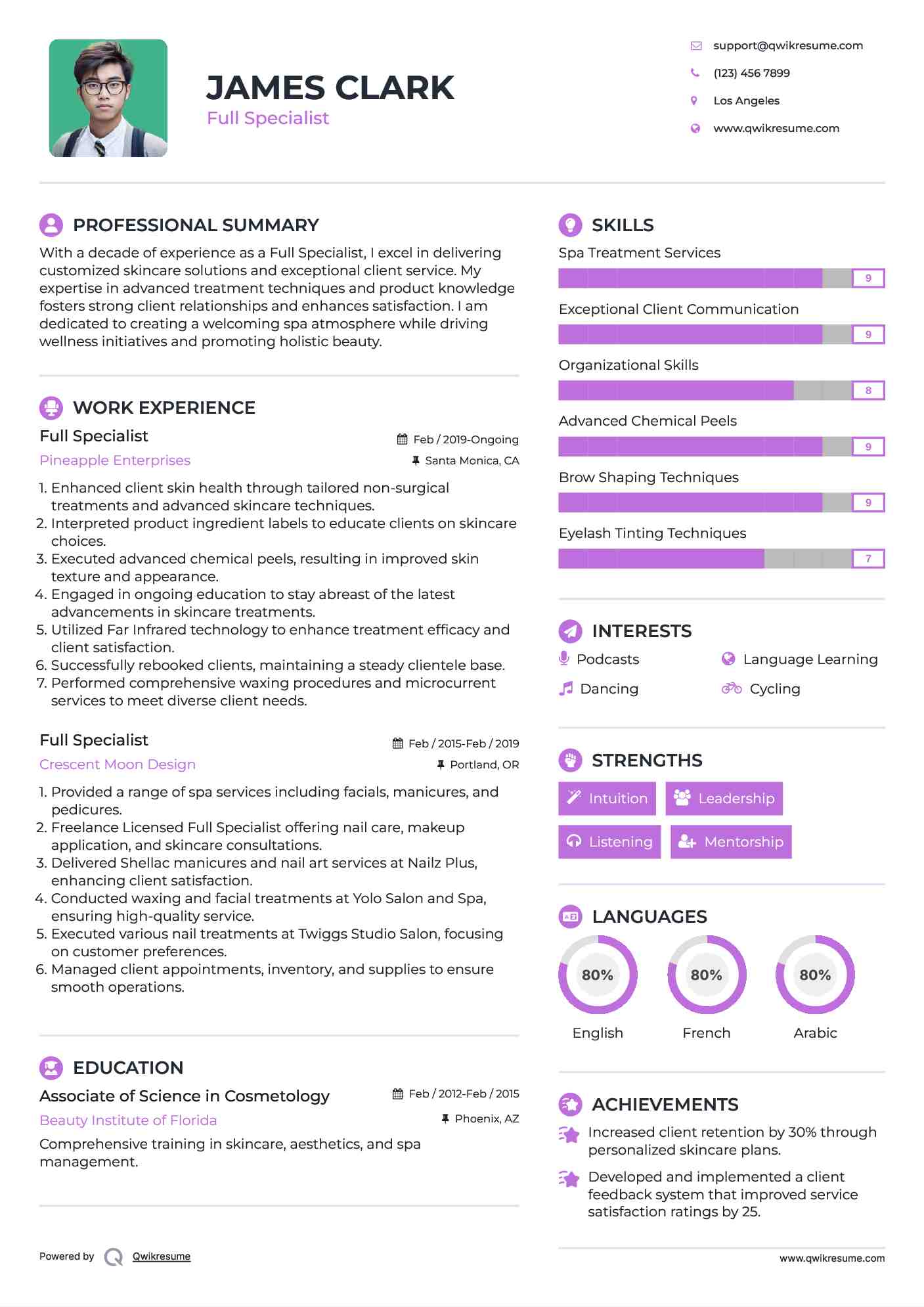 Full Specialist Resume Model