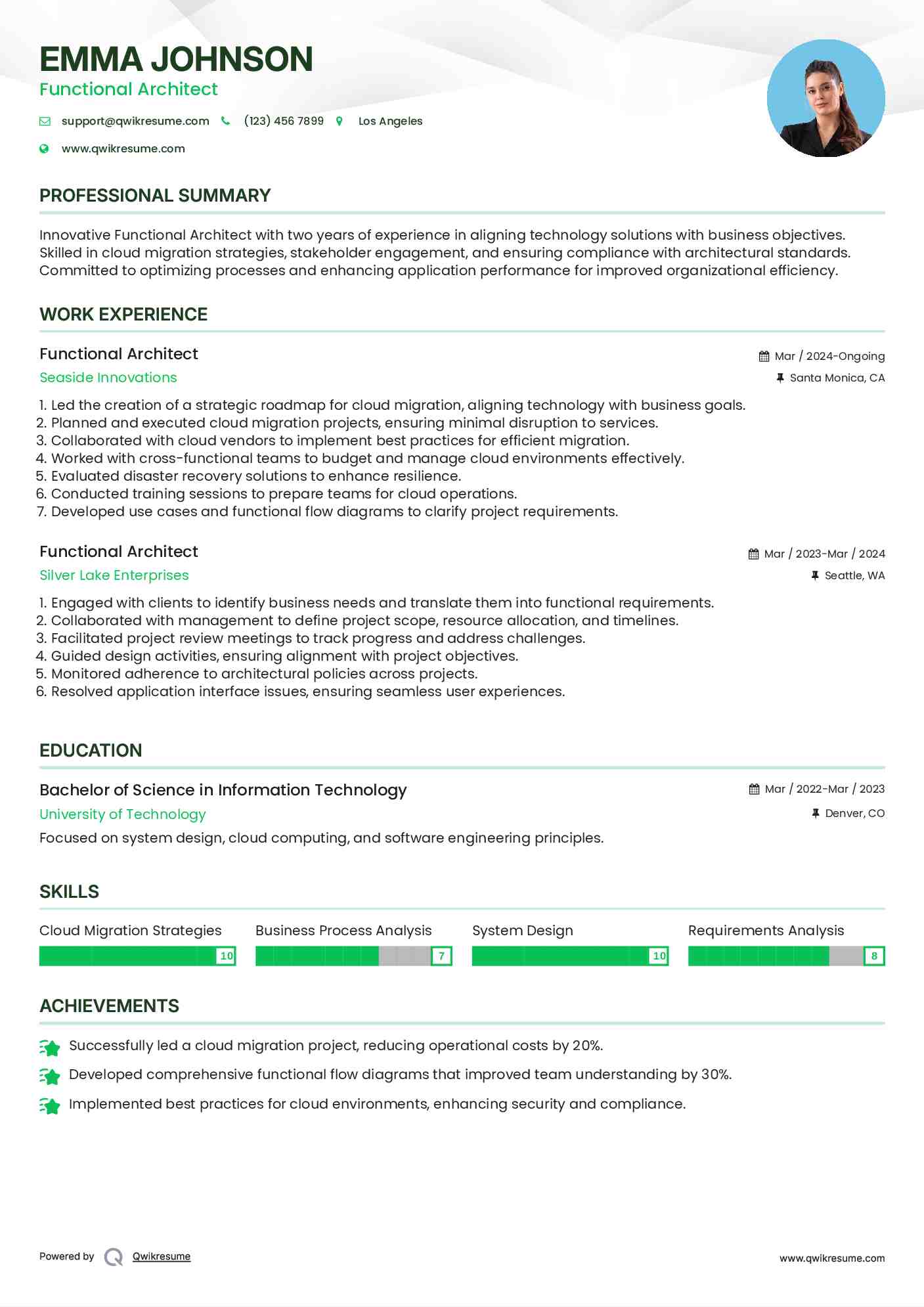 Functional Architect Resume Format