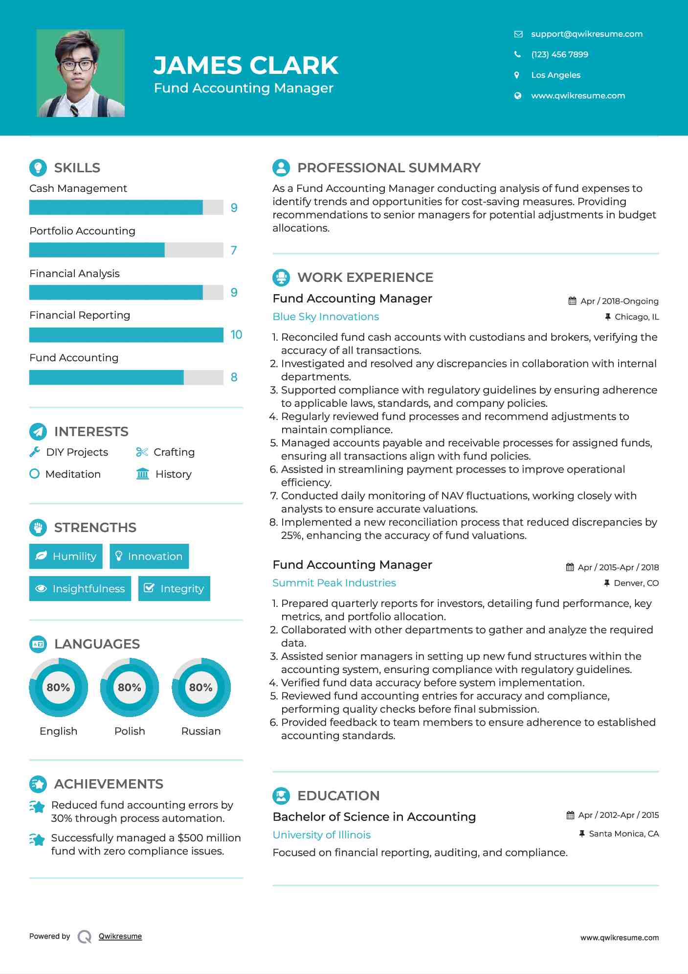 Fund Accounting Manager Resume Template