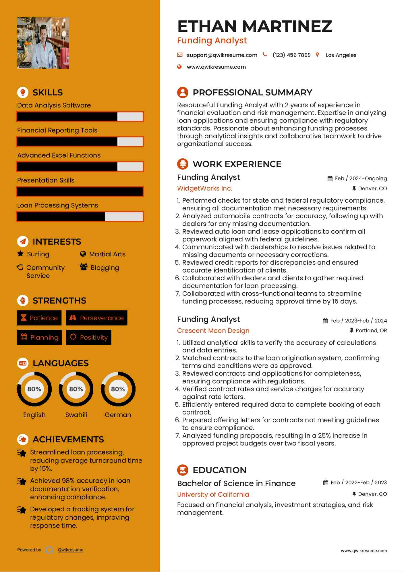 Funding Analyst Resume Template