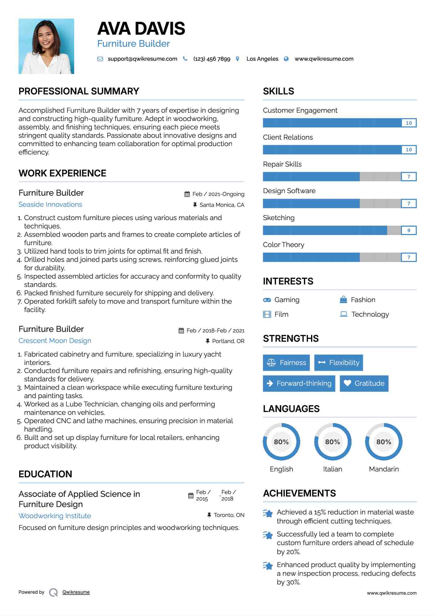 Furniture Builder Resume Template