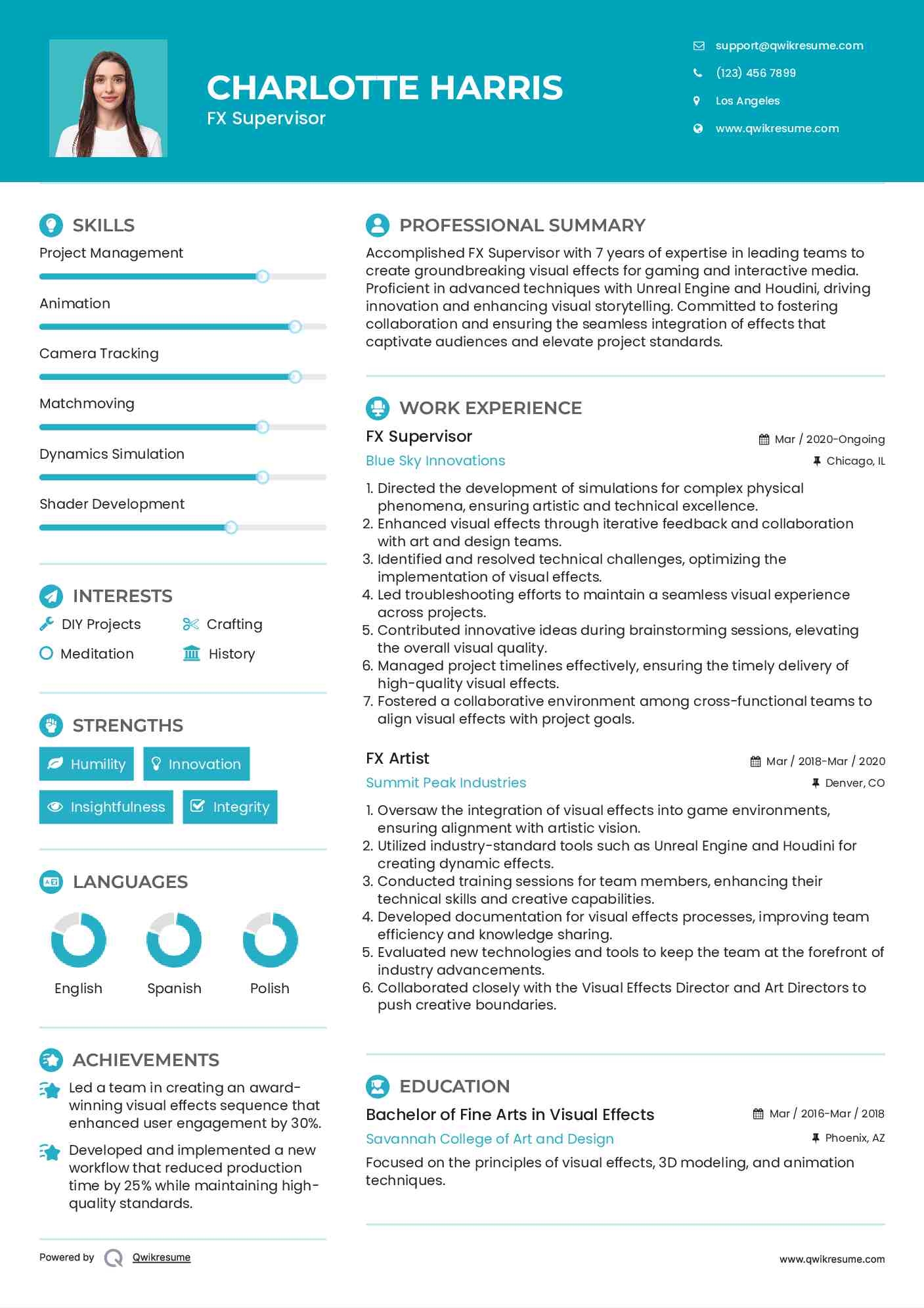 FX Supervisor Resume Model