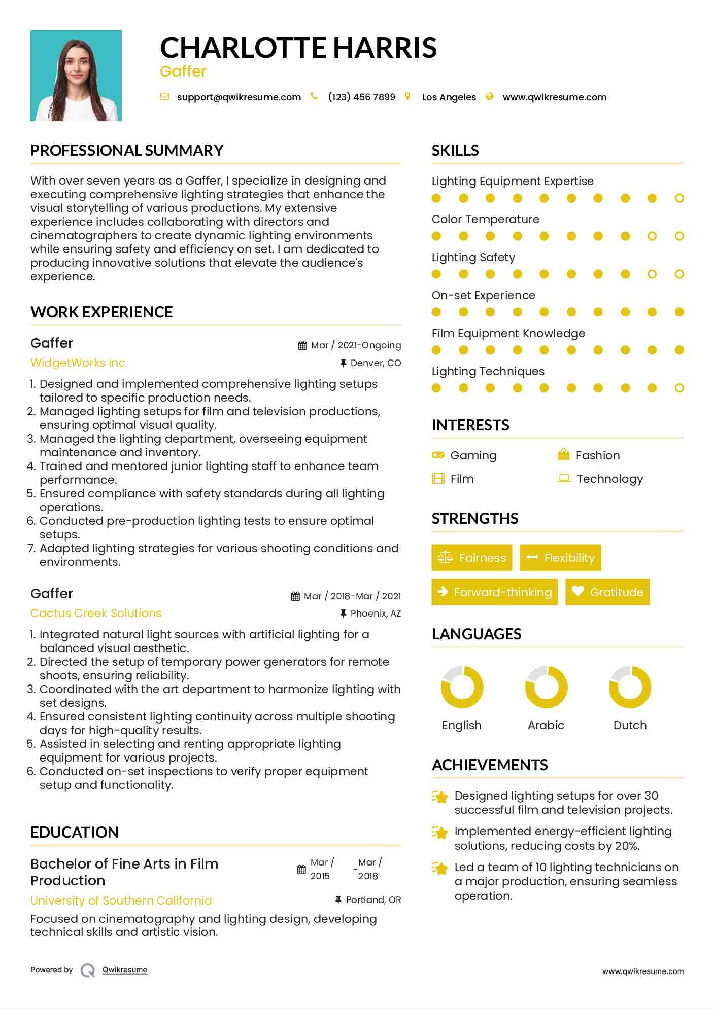 Gaffer Resume Template