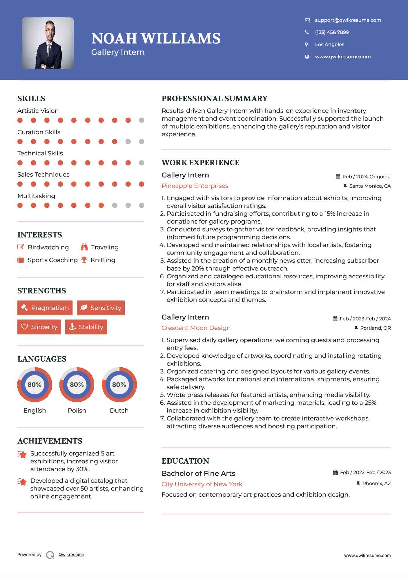 Gallery Intern Resume Format