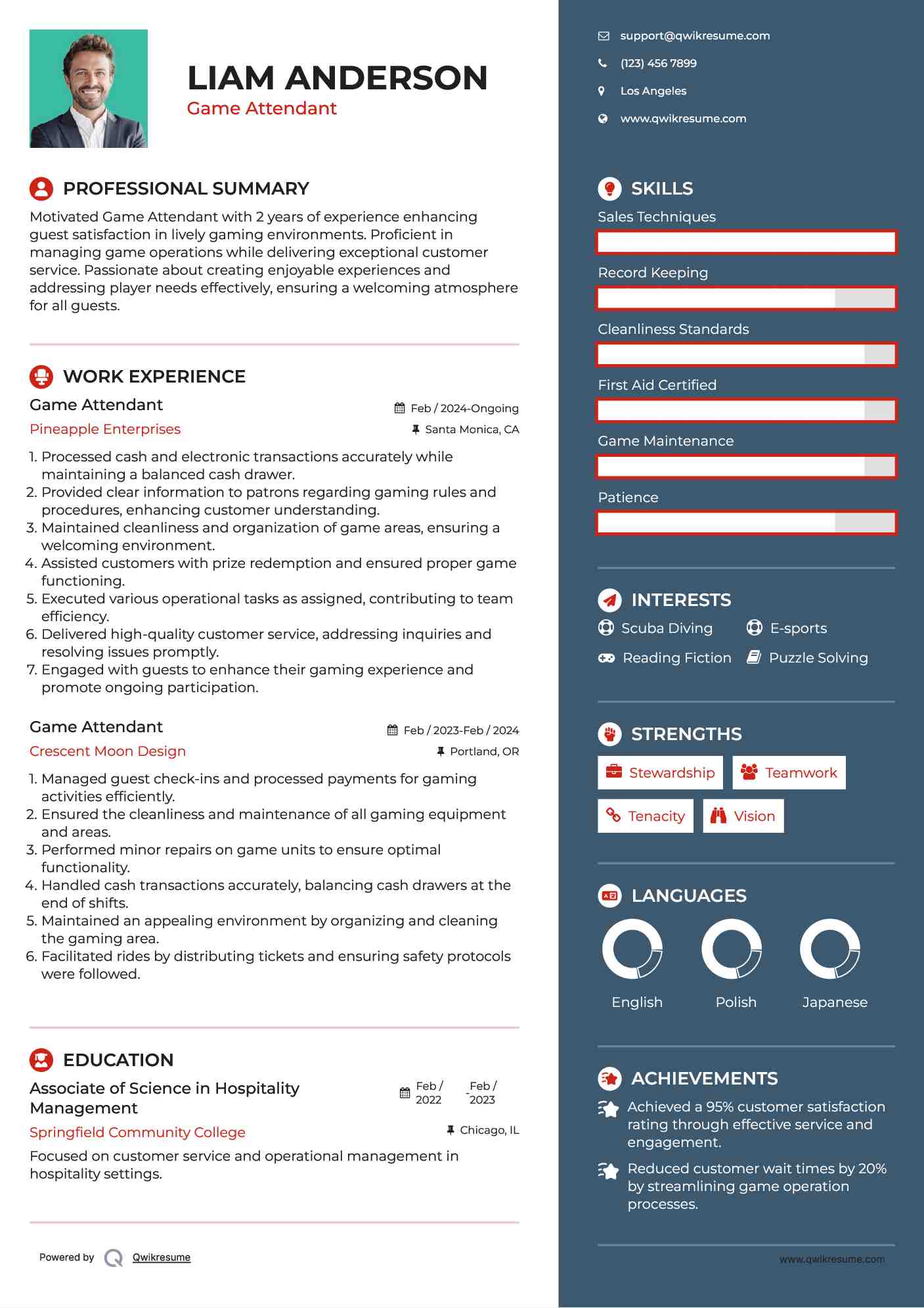 game attendant resume samples qwikresume gaming attendant resume
