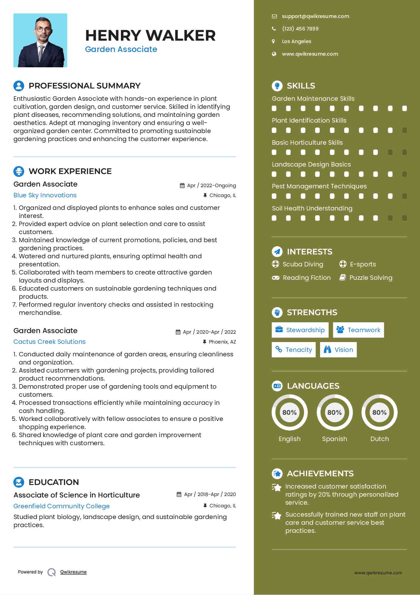 Garden Associate Resume Template