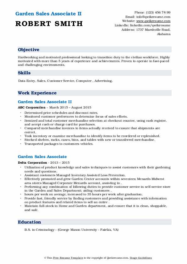 Garden Sales Associate Resume Samples QwikResume