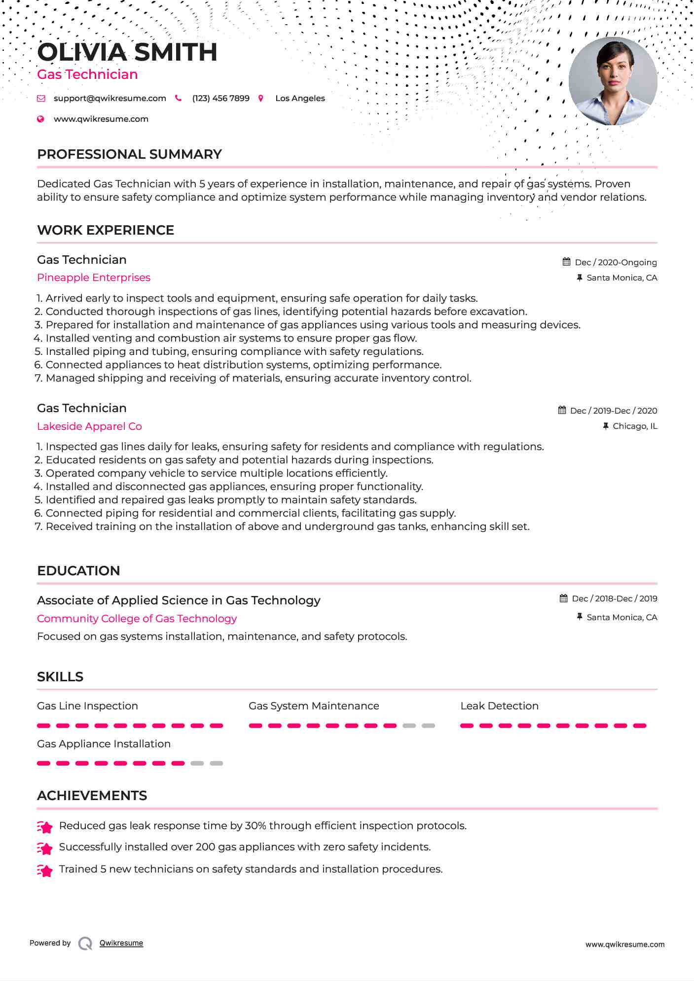Gas Technician Resume Format