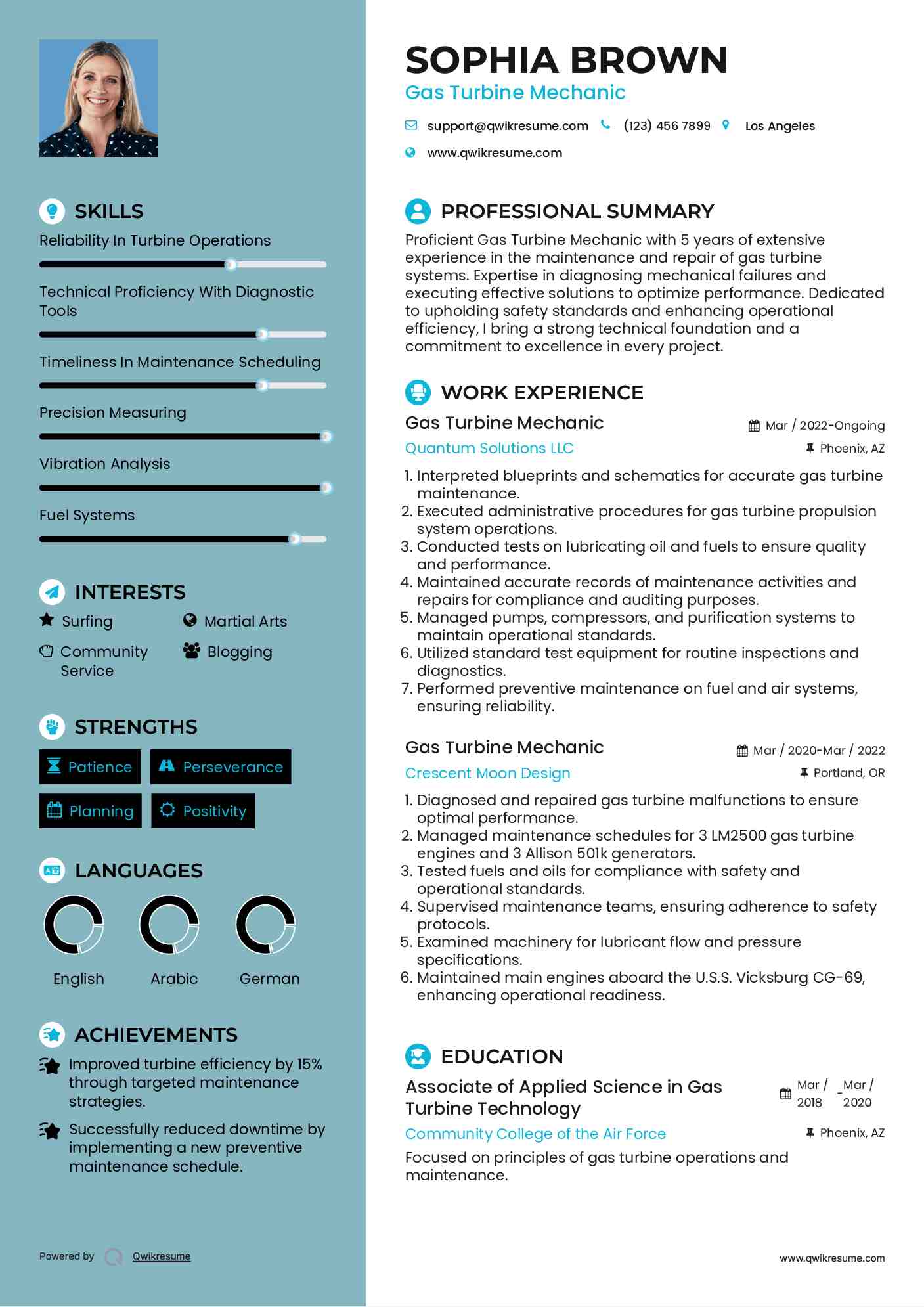 Gas Turbine Mechanic Resume Model