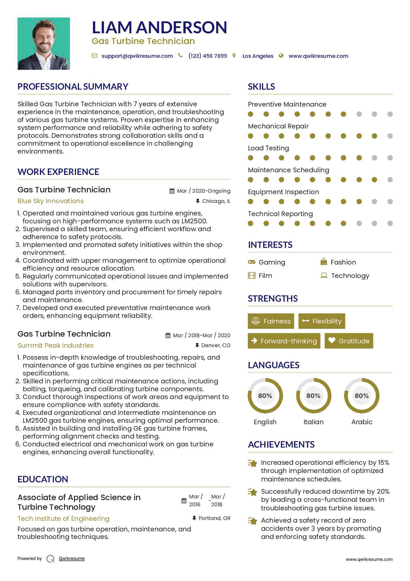 Gas Turbine Technician Resume Format