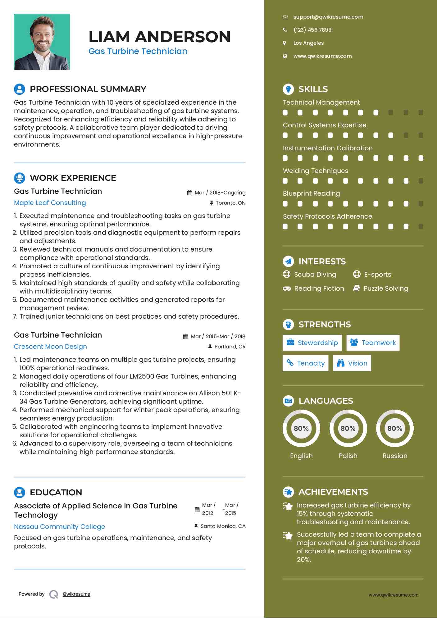Gas Turbine Technician Resume Format