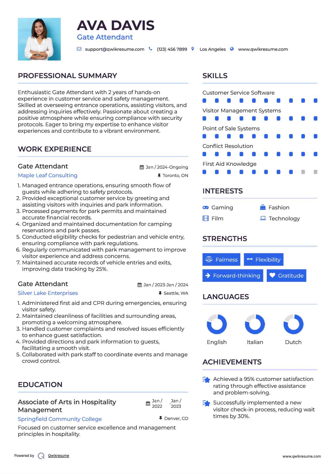 Gate Attendant Resume Sample