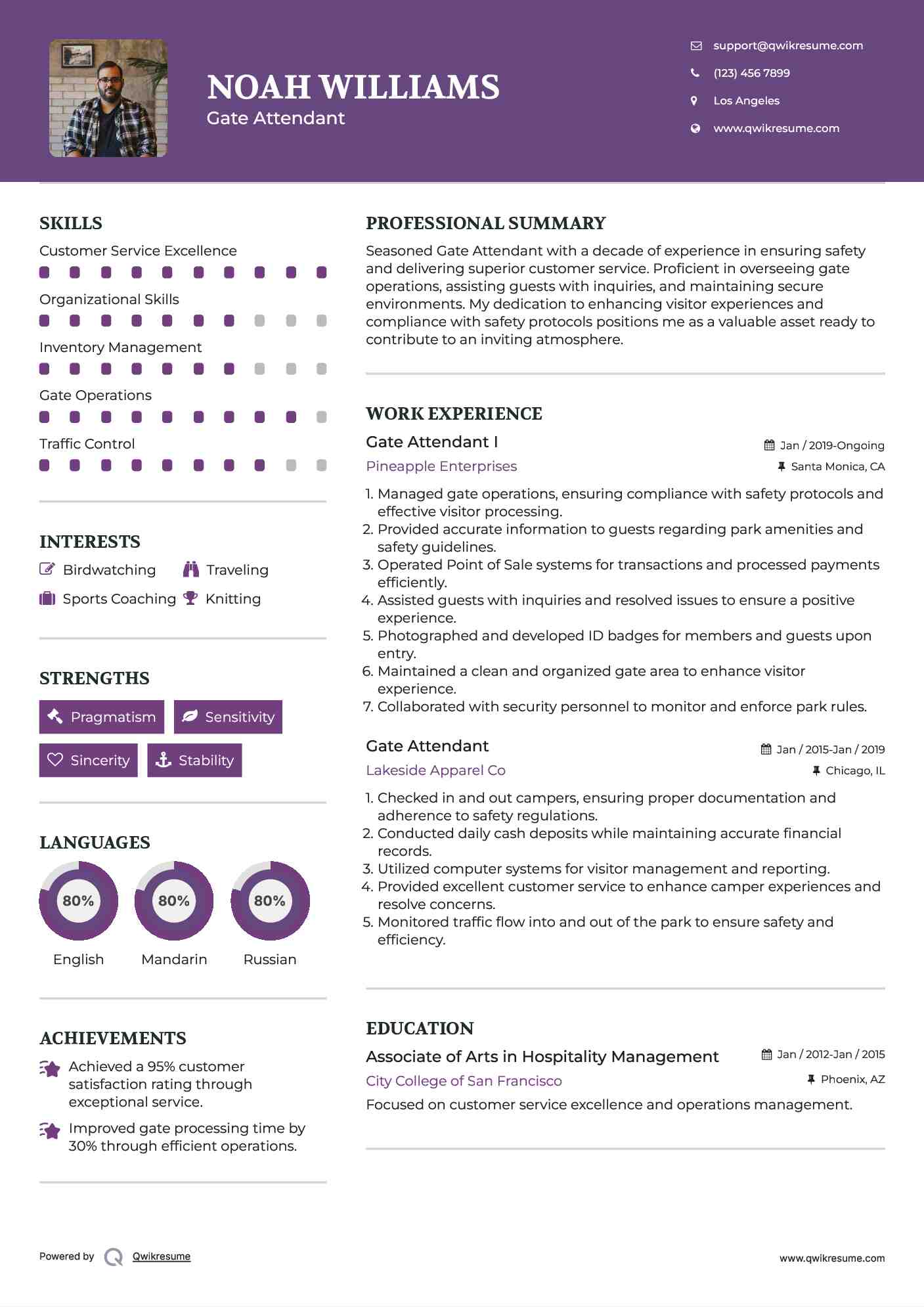 Gate Attendant I Resume Example