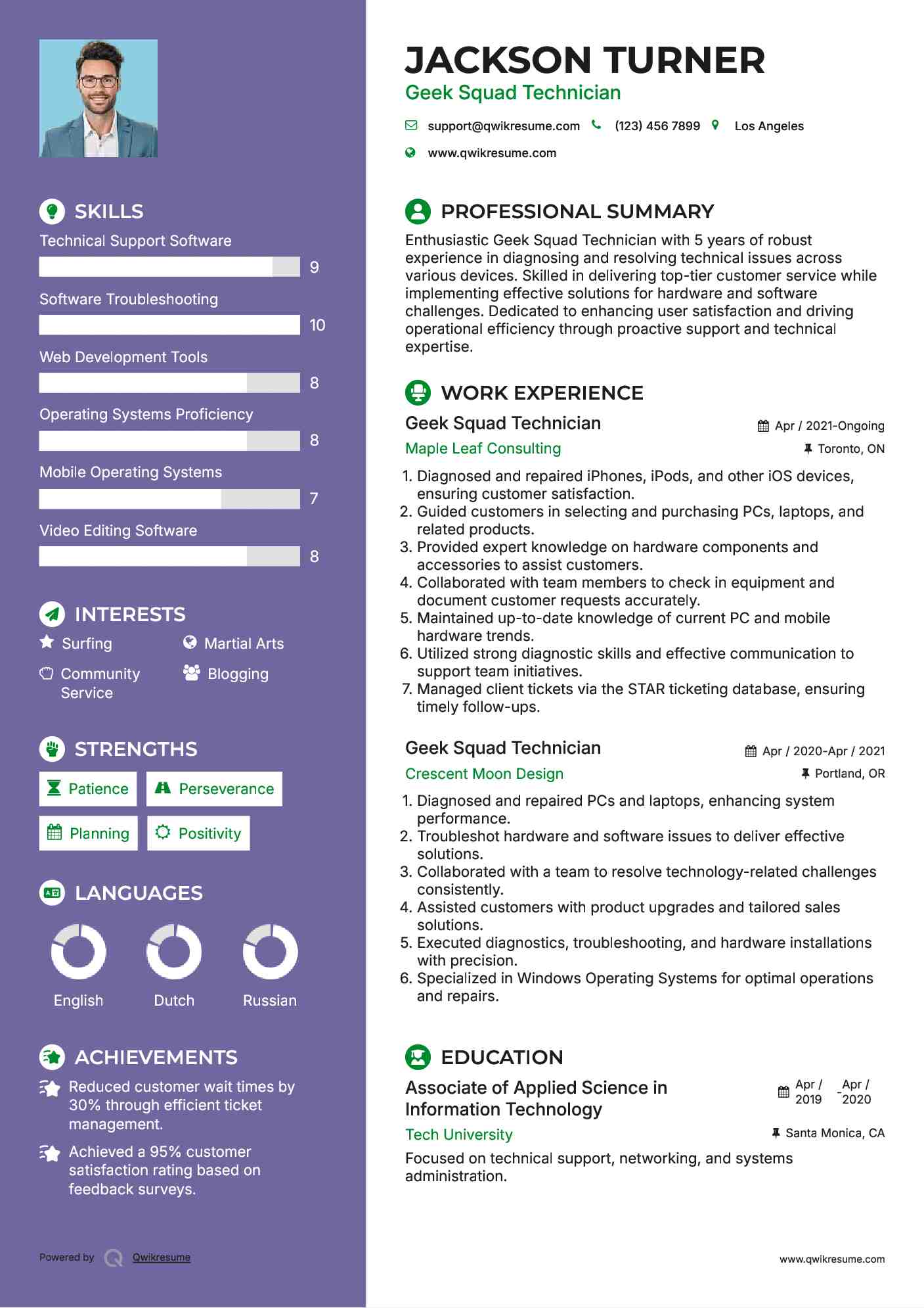 Geek Squad Technician Resume Model