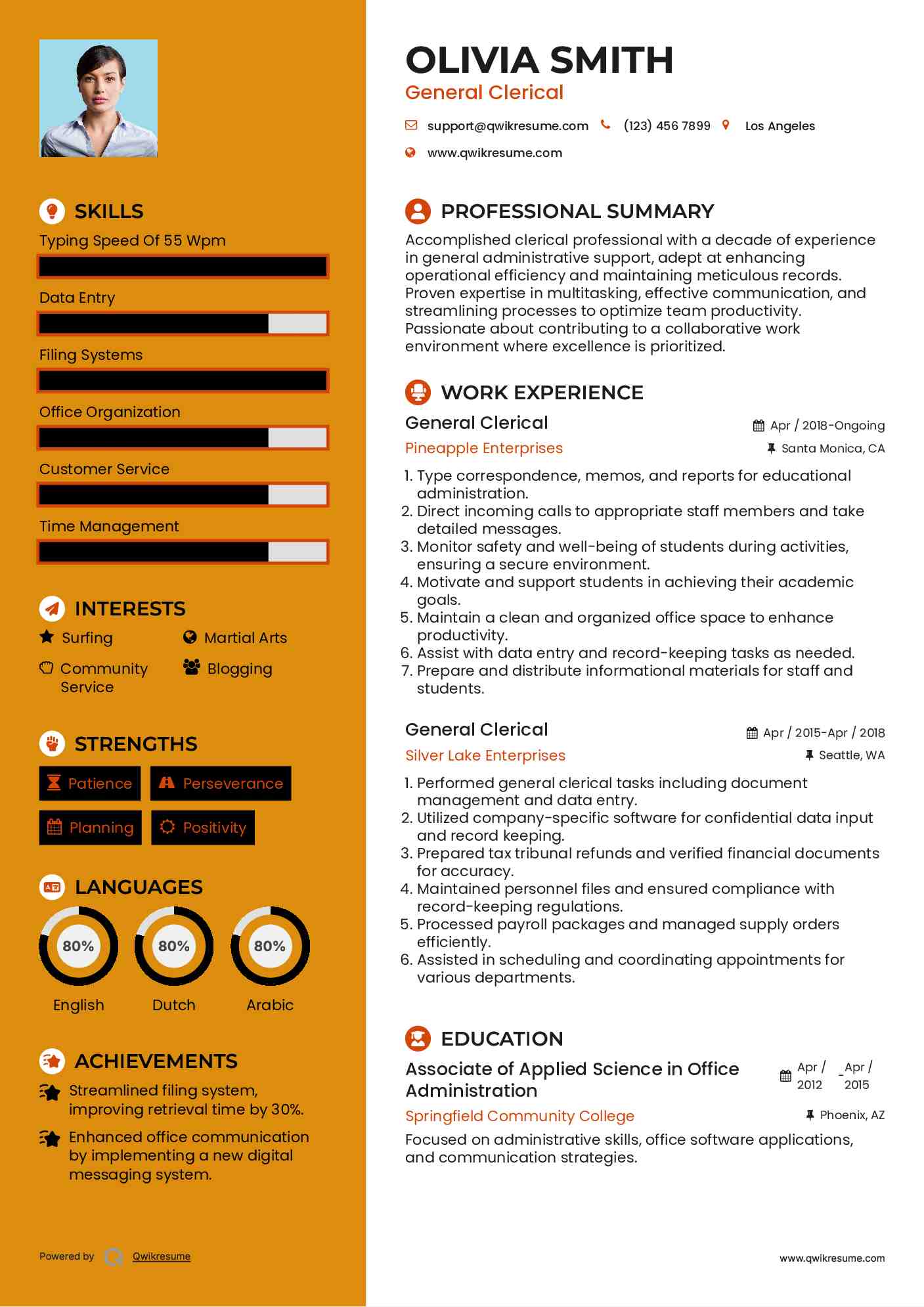 General Clerical Resume Template