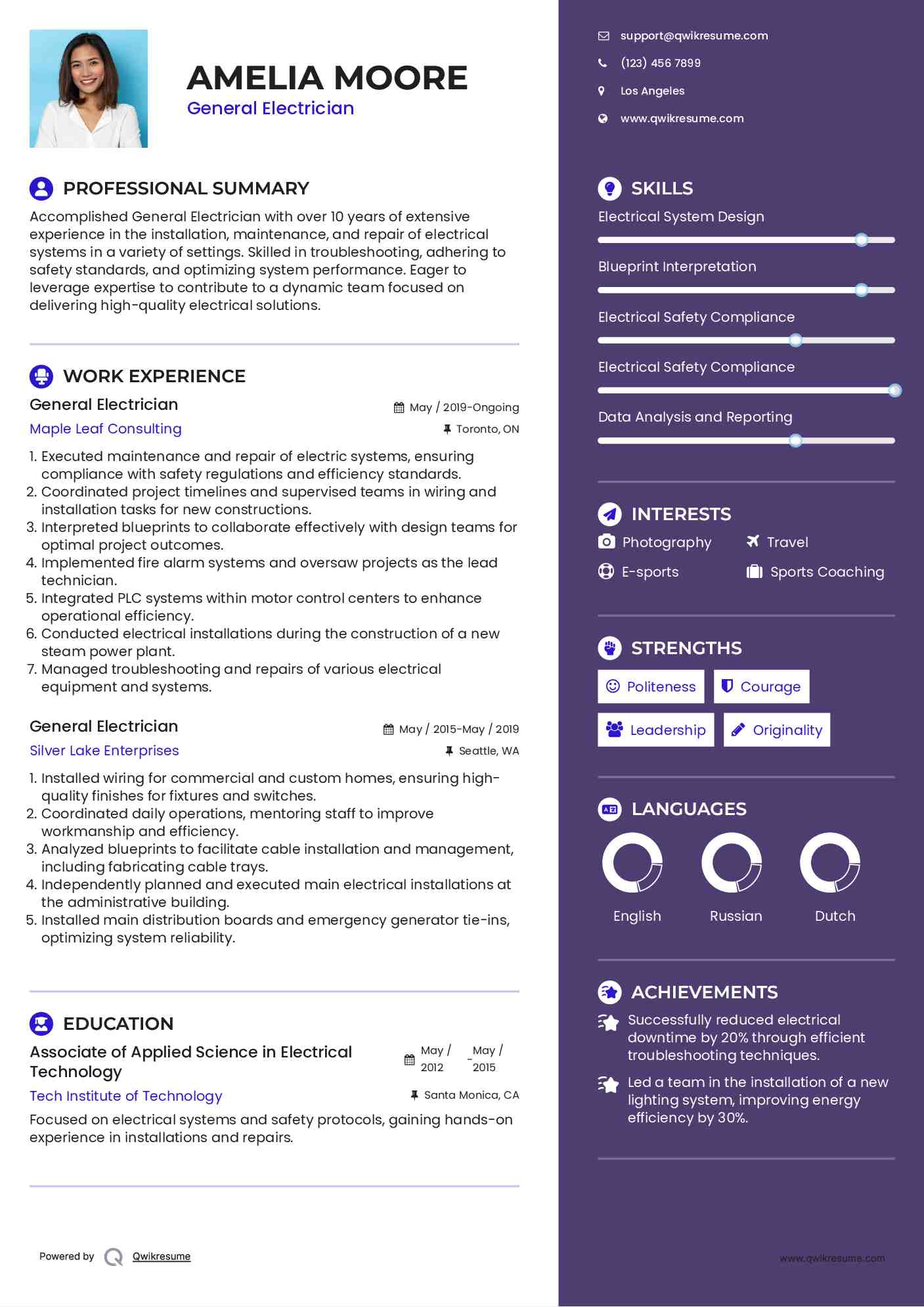 General Electrician Resume Format