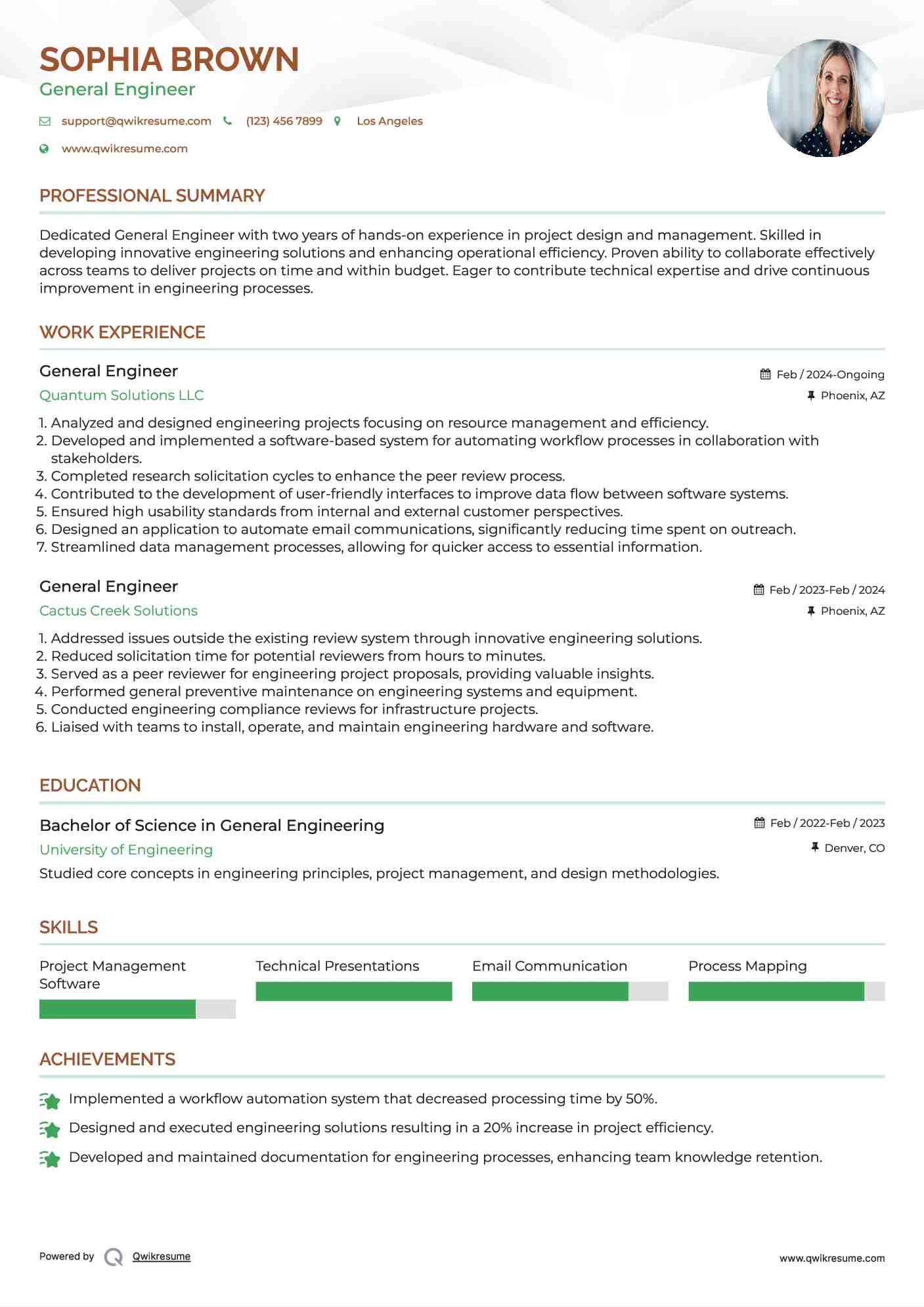 General Engineer Resume Template