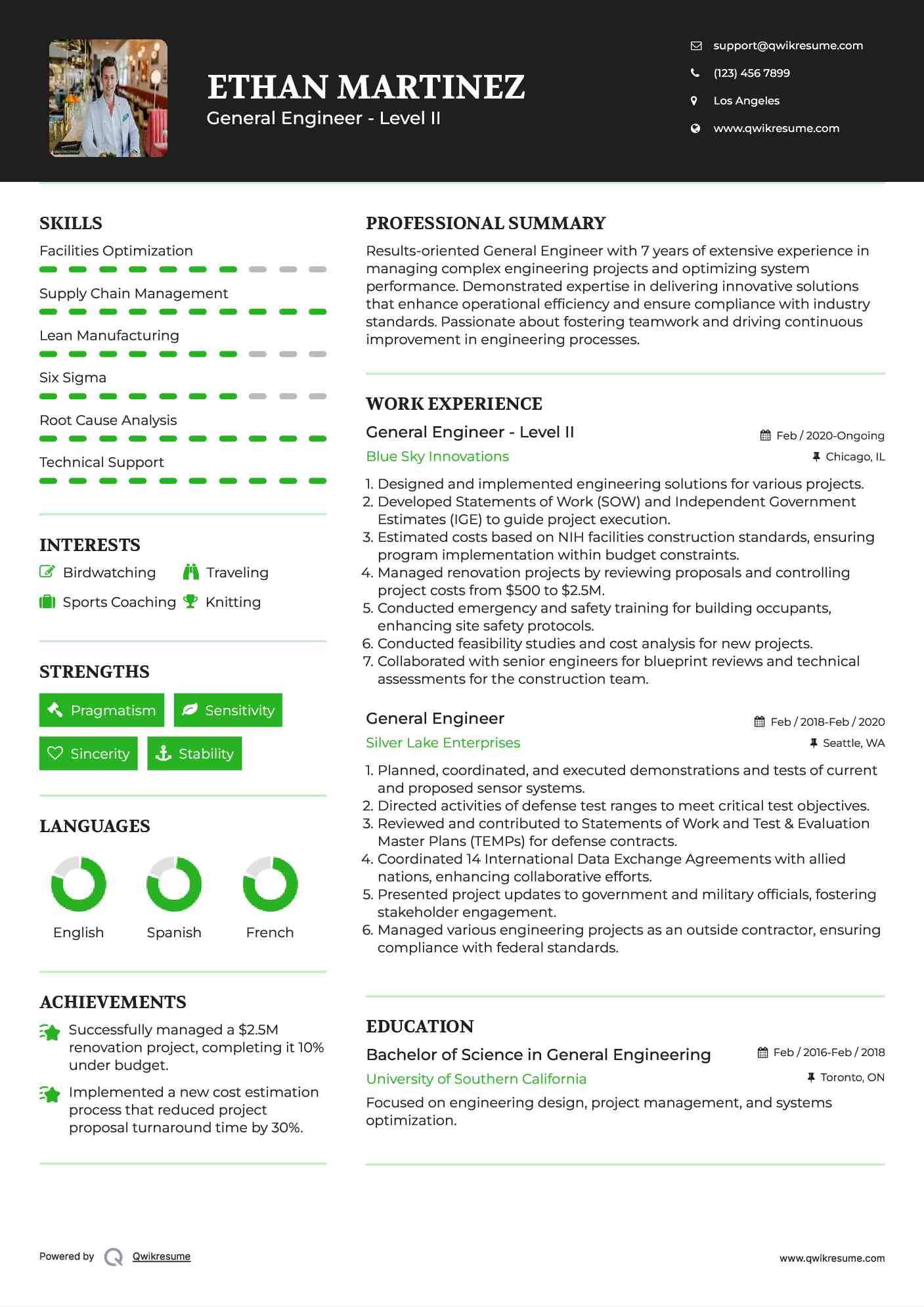 General Engineer - Level II Resume Template