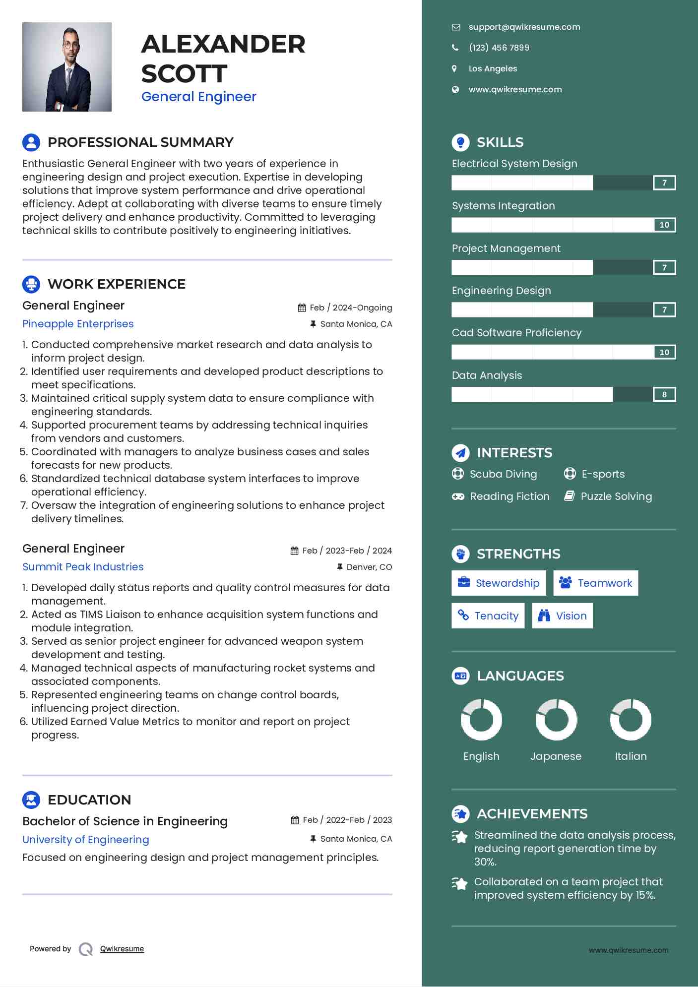 General Engineer Resume Model