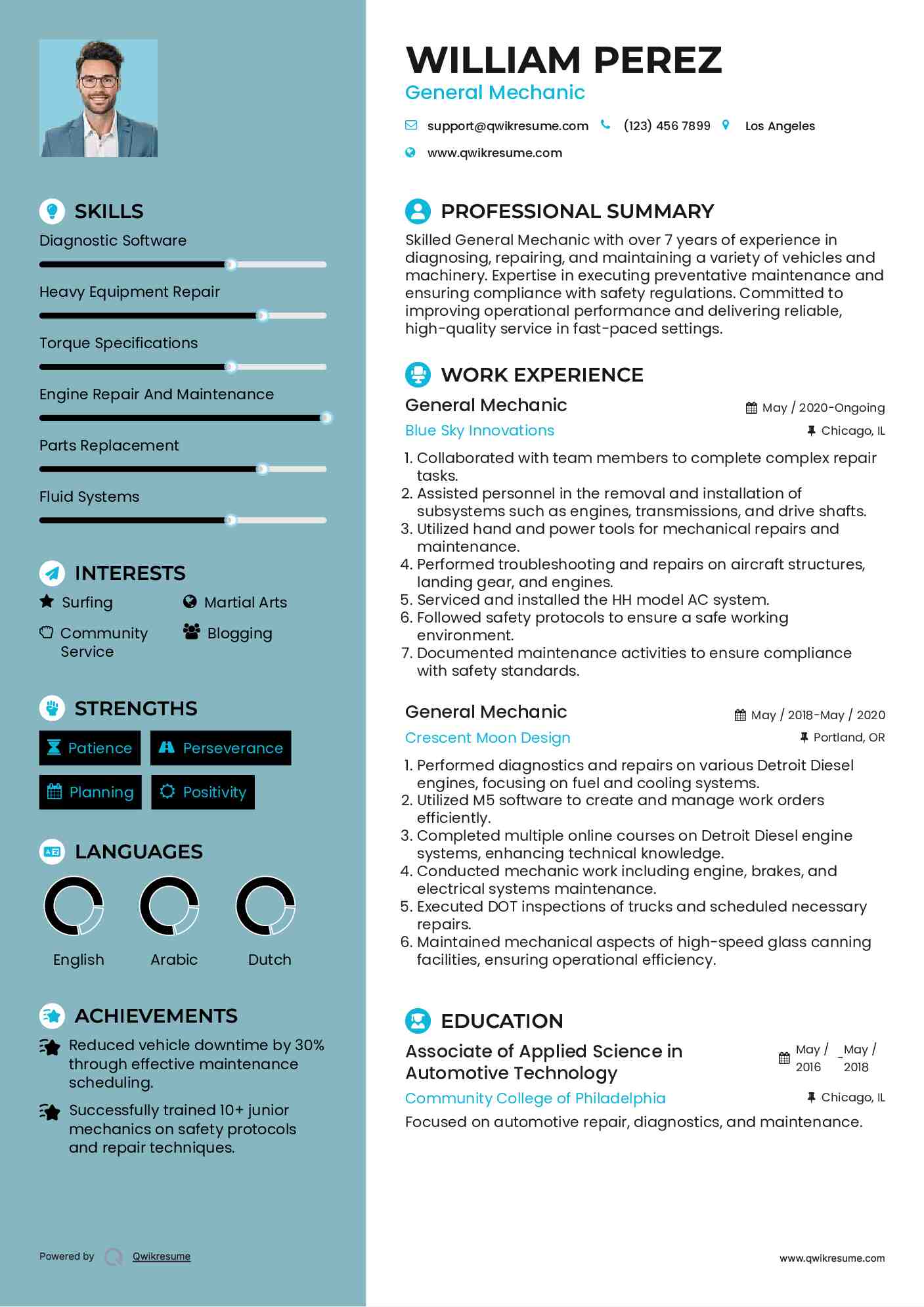 General Mechanic Resume Model