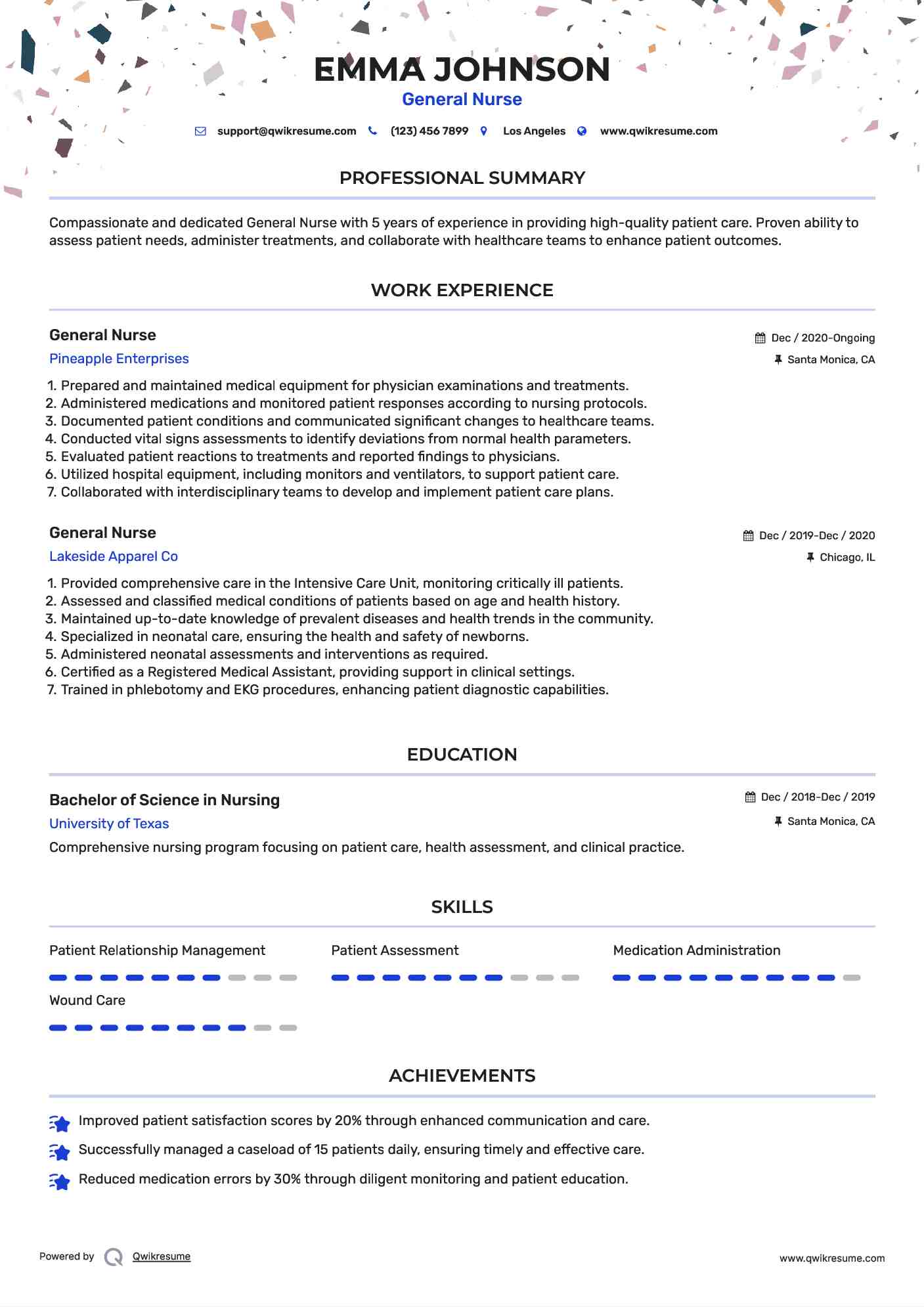 General Nurse Resume Model