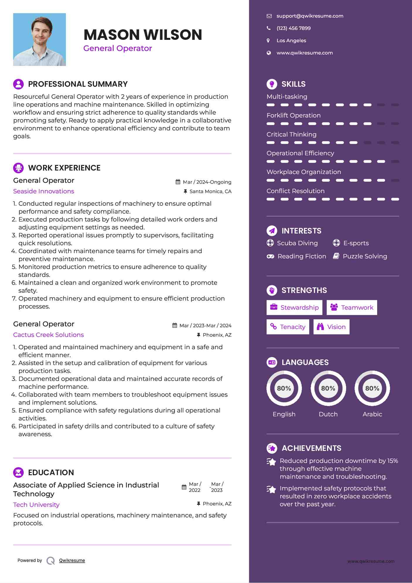 General Operator Resume Model