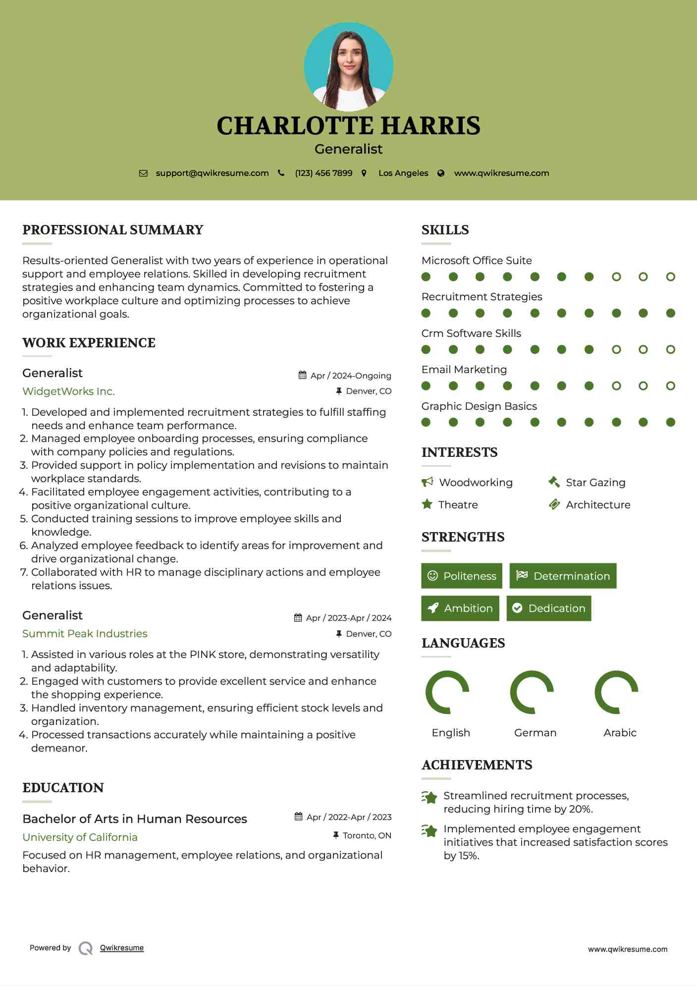Generalist Resume Template
