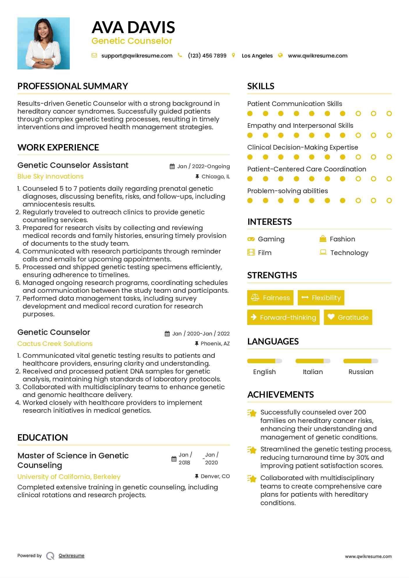 Genetic Counselor Assistant Resume Format