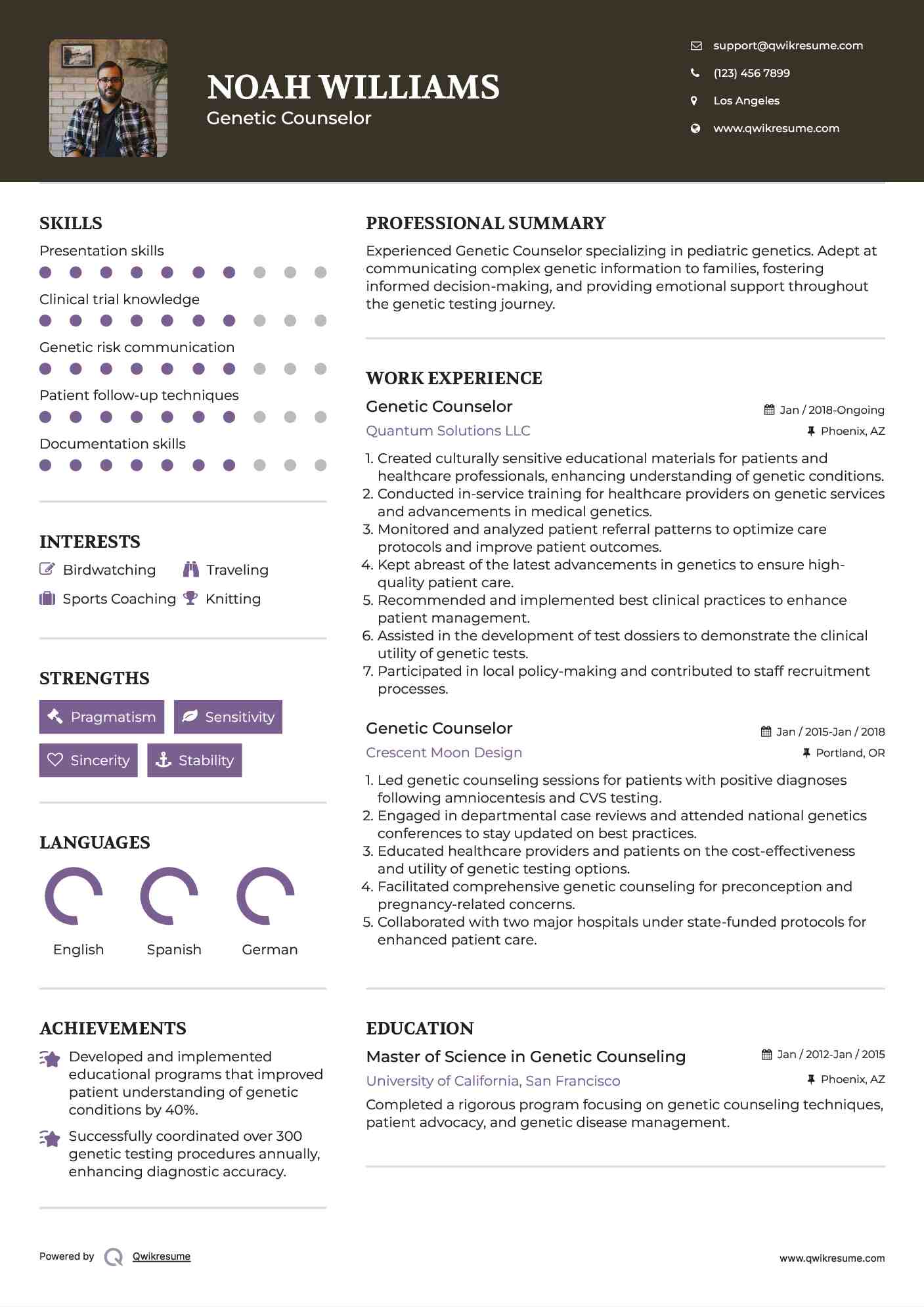 Genetic Counselor Resume Format